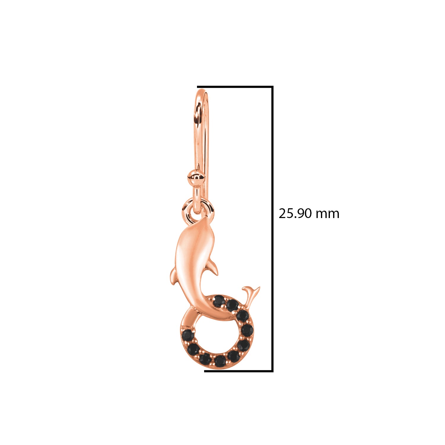 Dolphin & Circle Black Spinel Drop Earrings - Sterling Silver