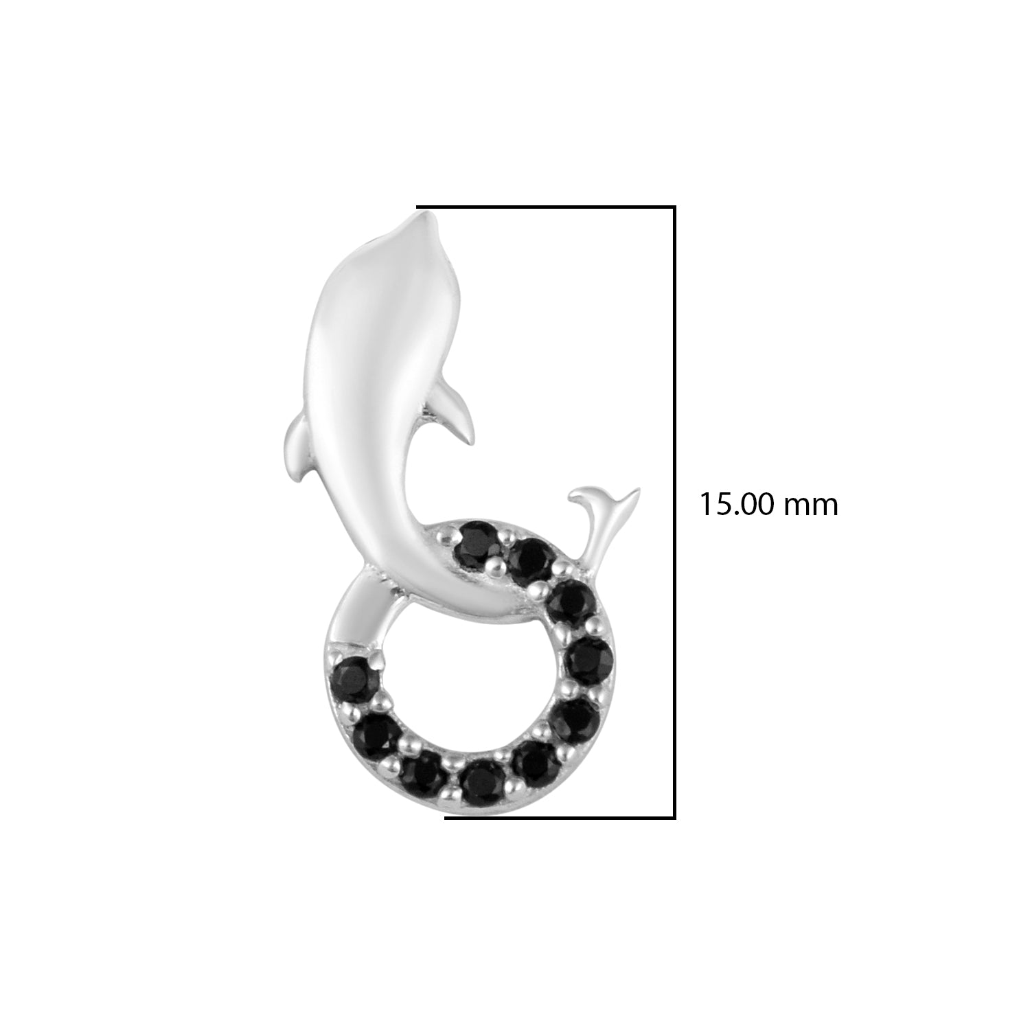 Black Spinel Dolphin Stud Earrings - Sterling Silver