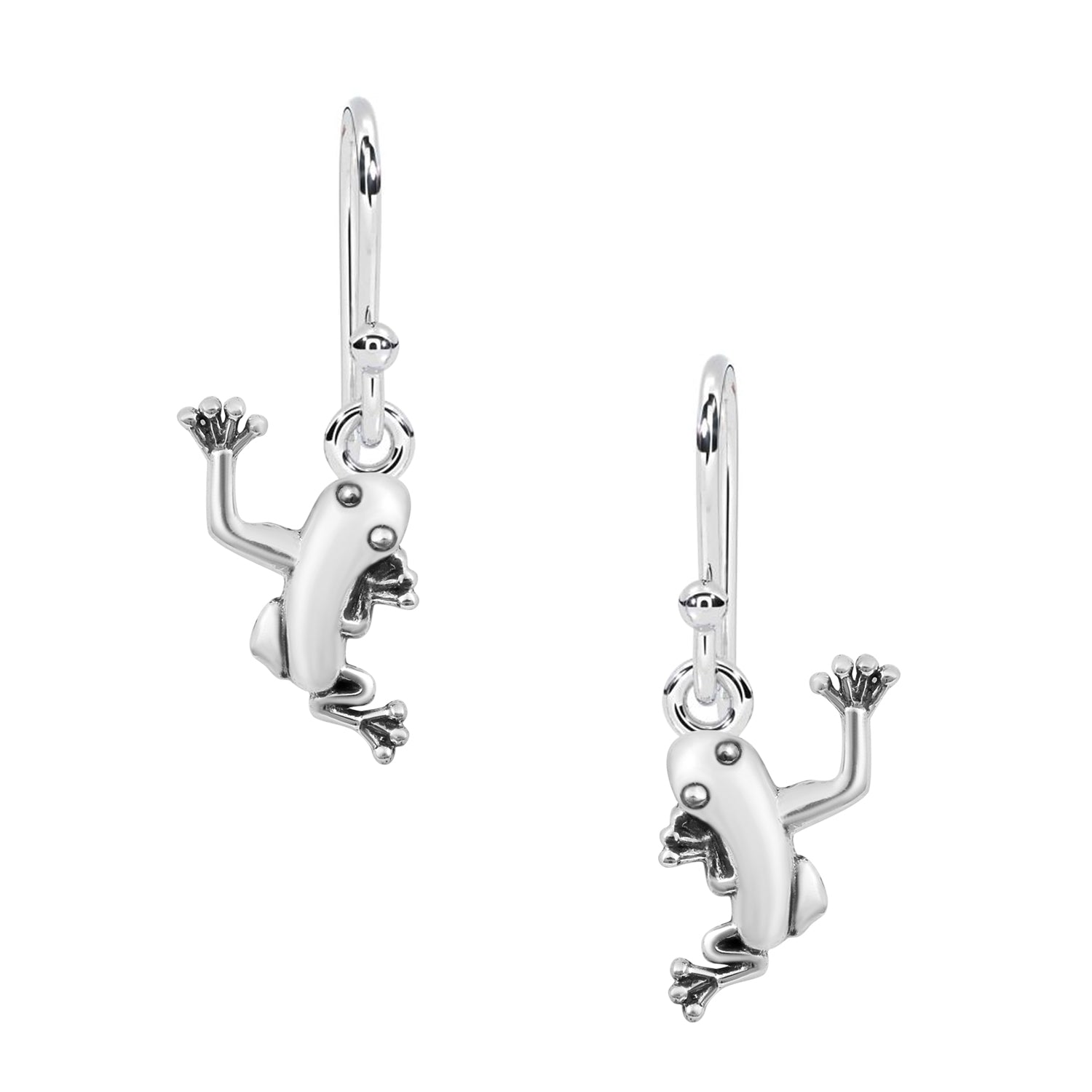 Cheerful Frog Dangle Earrings - Sterling Silver
