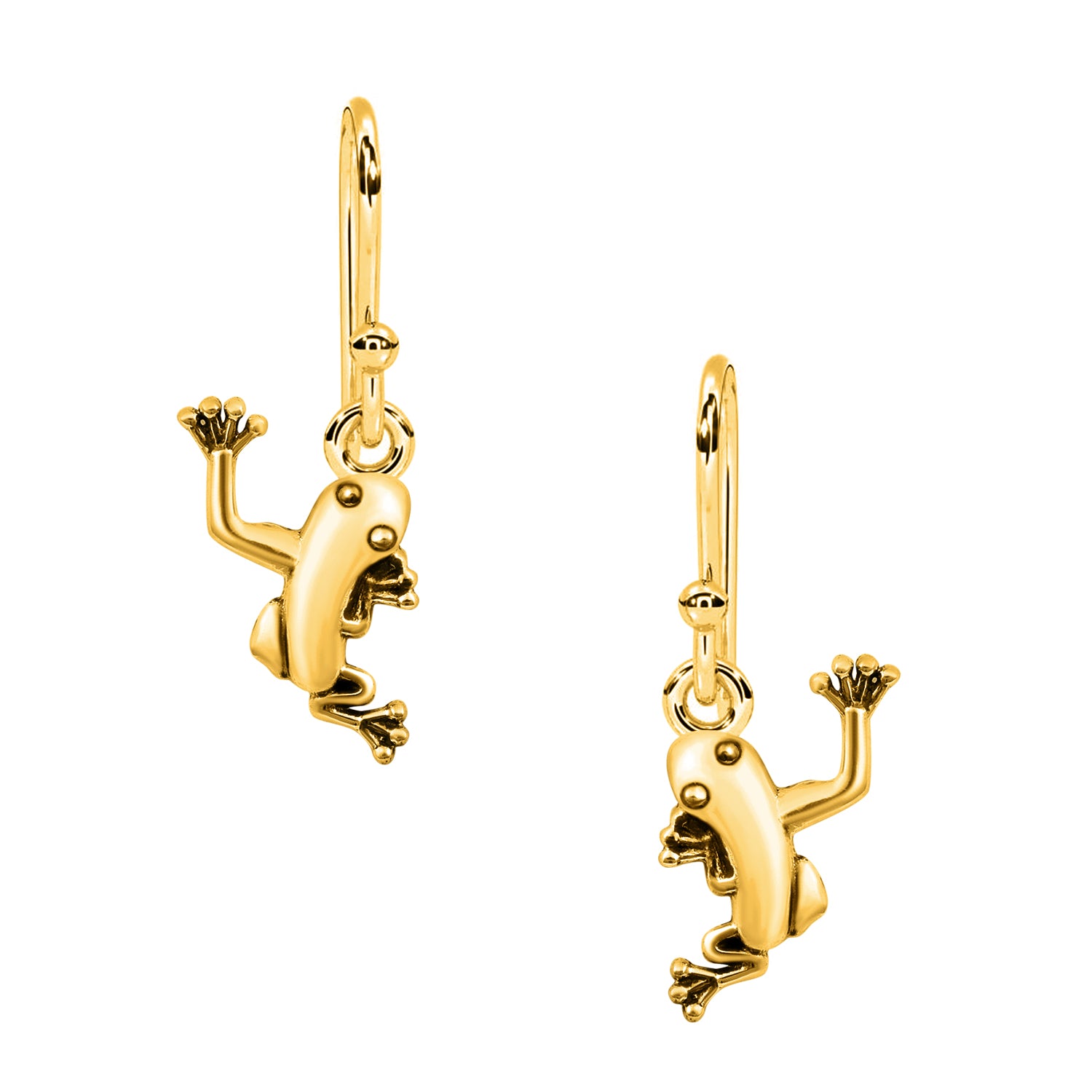 Cheerful Frog Dangle Earrings - Sterling Silver