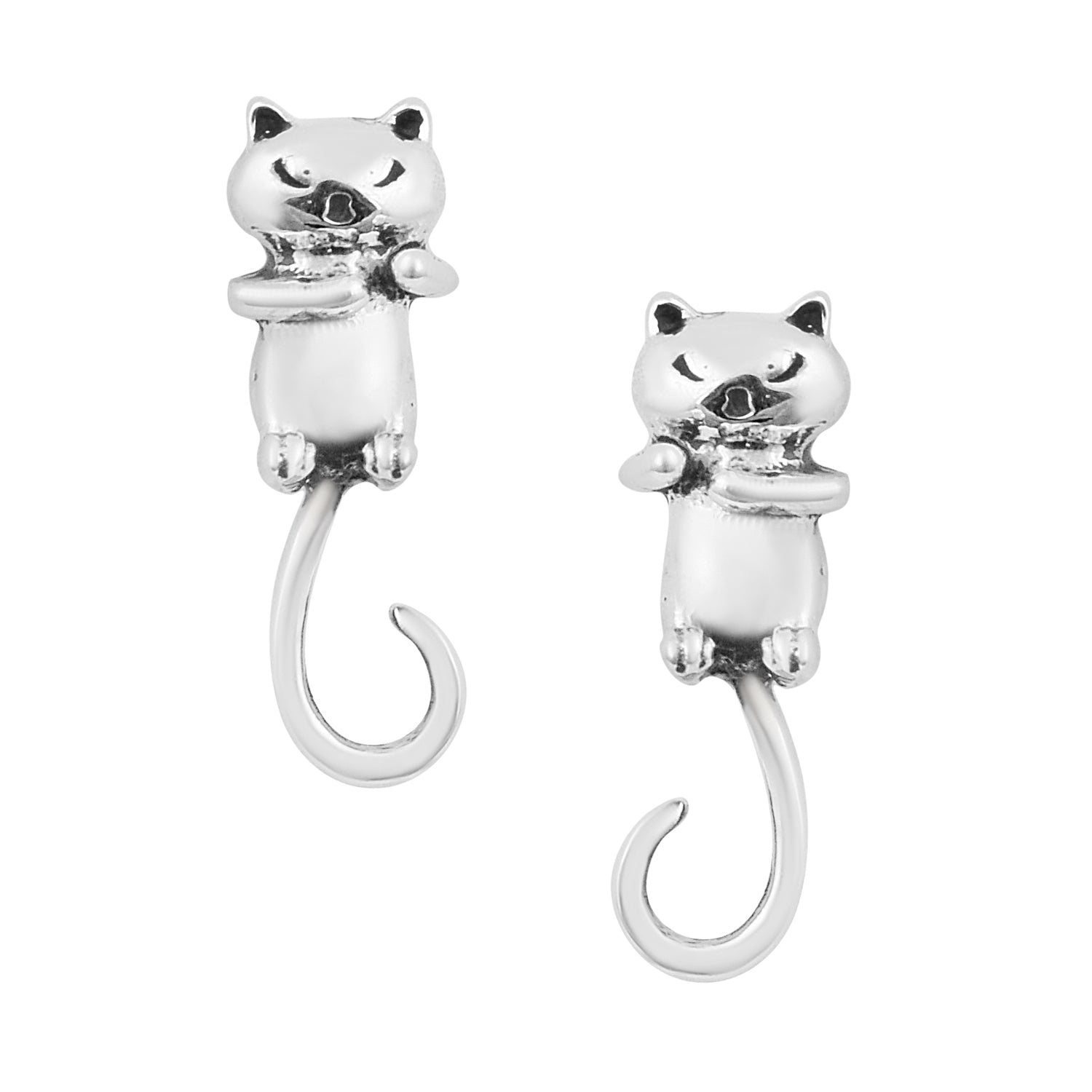 Cat Tail Stud Earrings - Sterling Silver