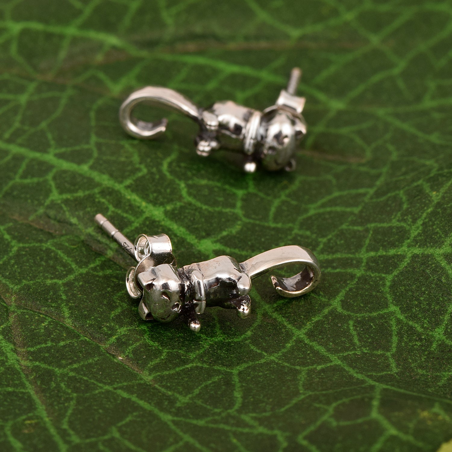 Cat Tail Stud Earrings - Sterling Silver