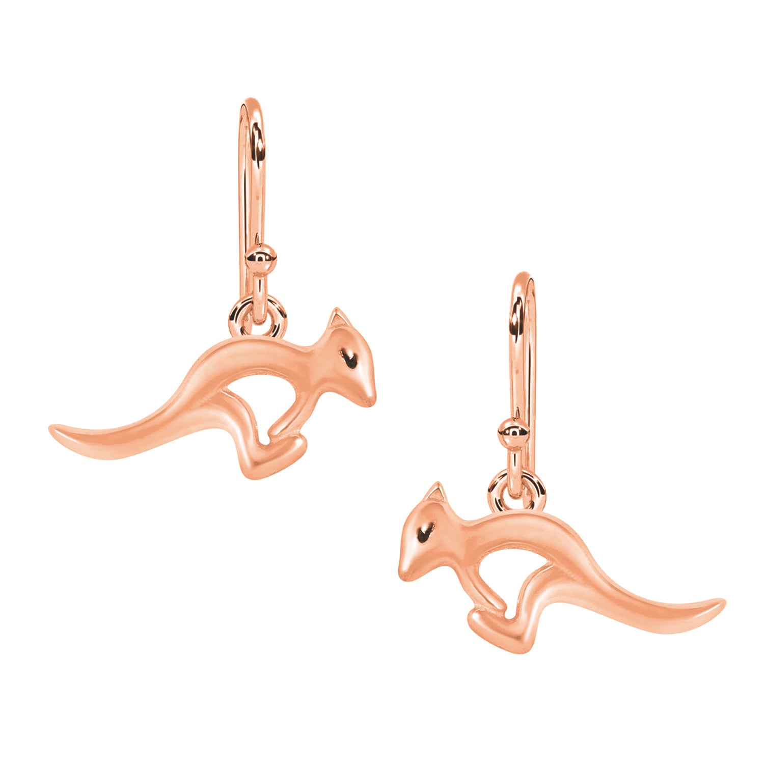 Kangaroo Silhouette Drop Earrings - Sterling Silver