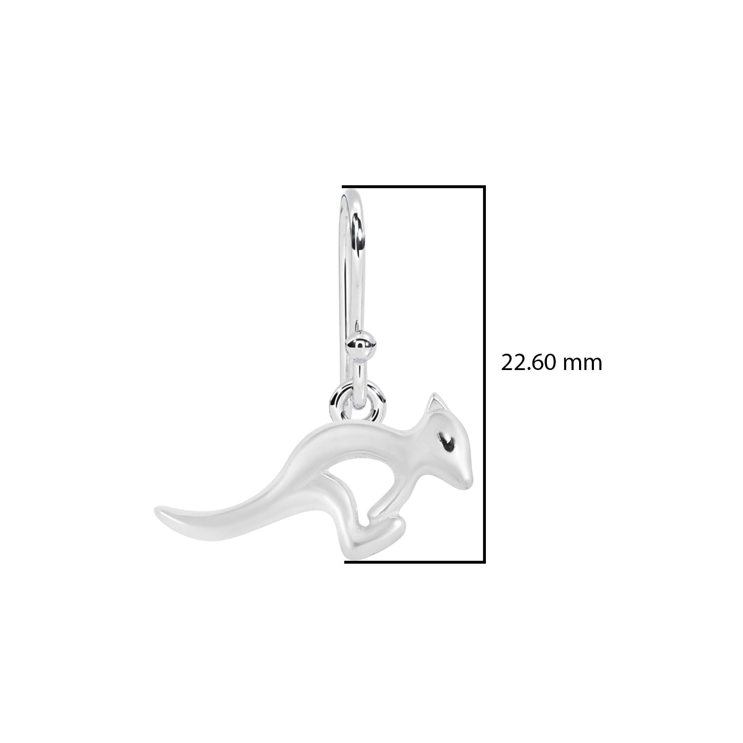 Kangaroo Silhouette Drop Earrings - Sterling Silver
