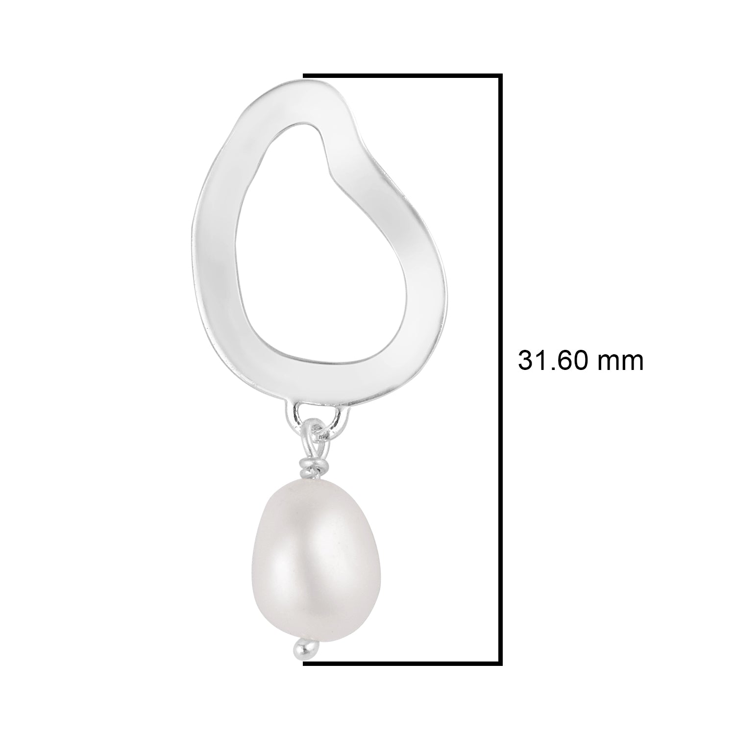 Pearl Abstract Hoop Dangle Earrings - Sterling Silver