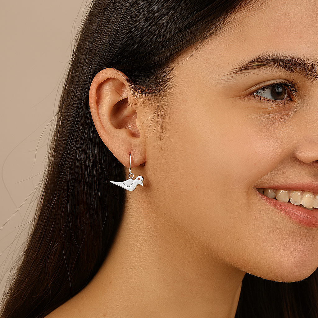 Bird Dangle Earrings - Sterling Silver