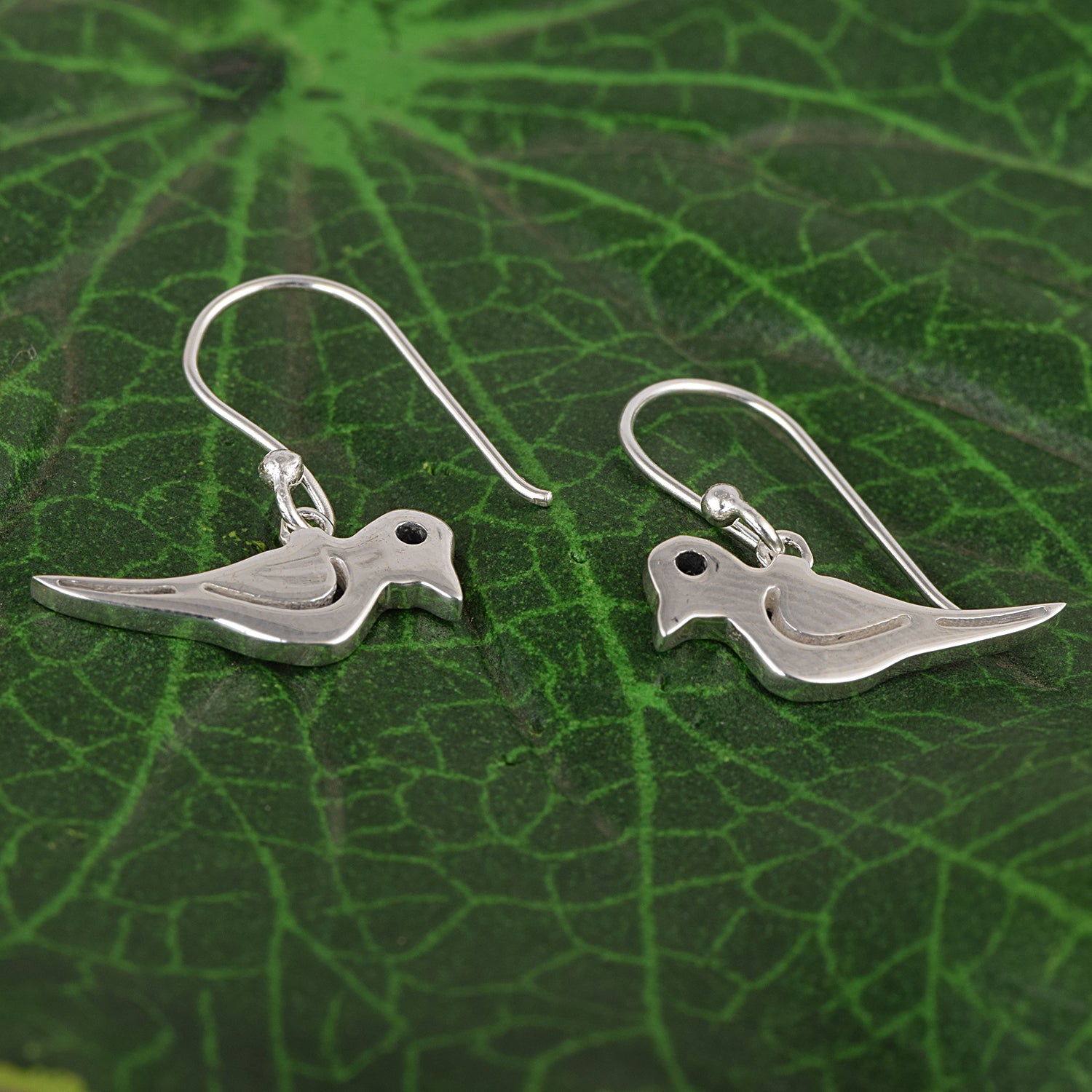 Bird Dangle Earrings - Sterling Silver
