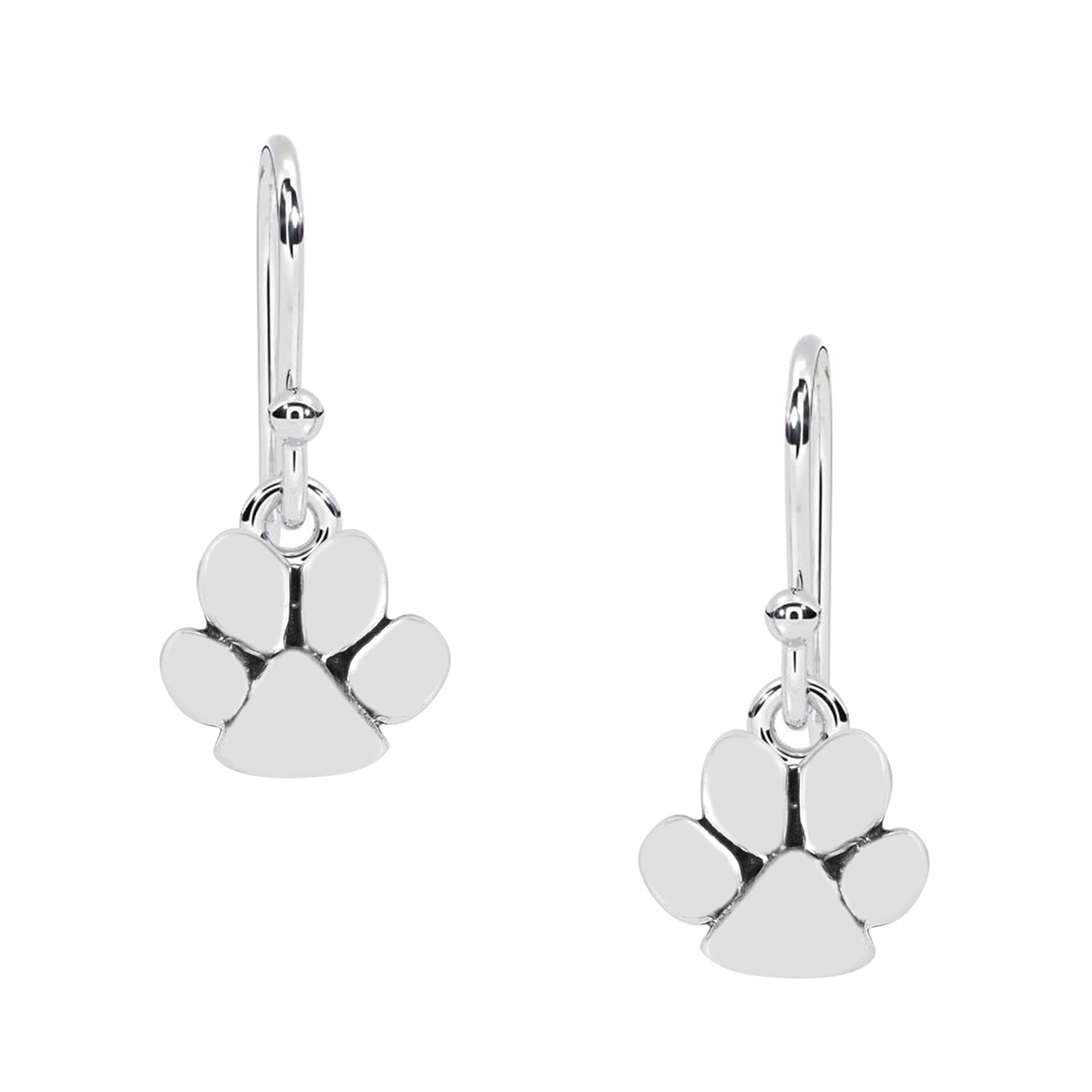 Paw Print Silver Dangle Earrings - Sterling Silver