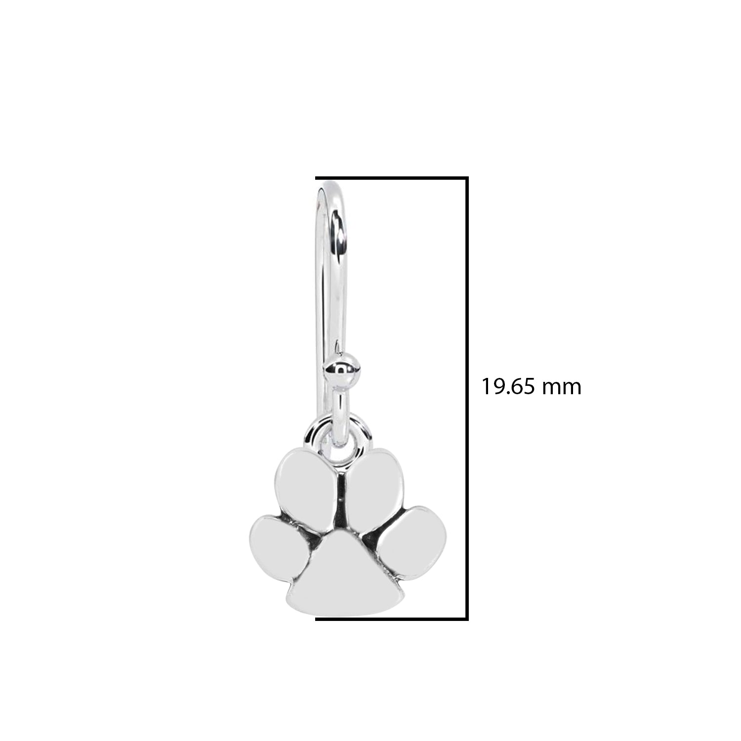 Paw Print Silver Dangle Earrings - Sterling Silver