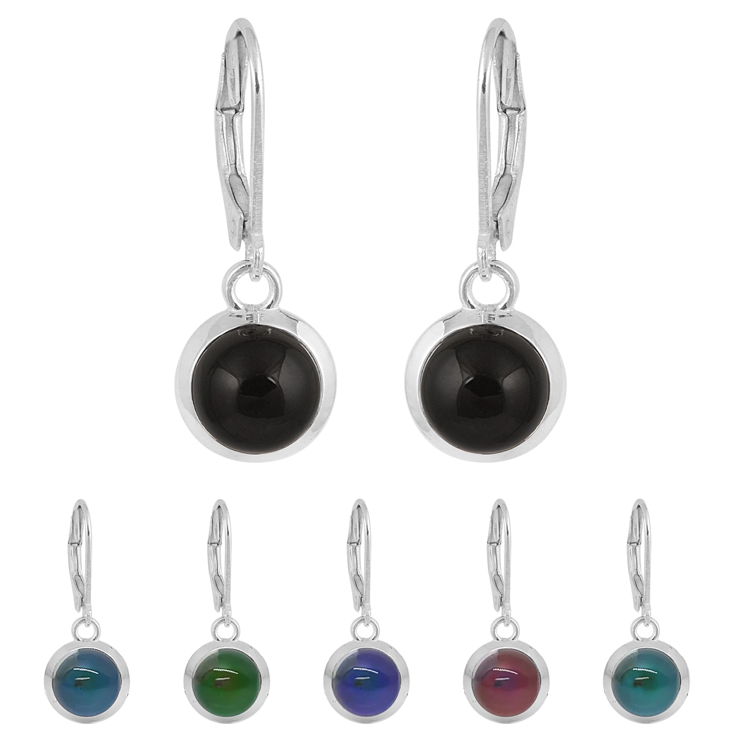 Mood Stone Dangle Earrings - Sterling Silver