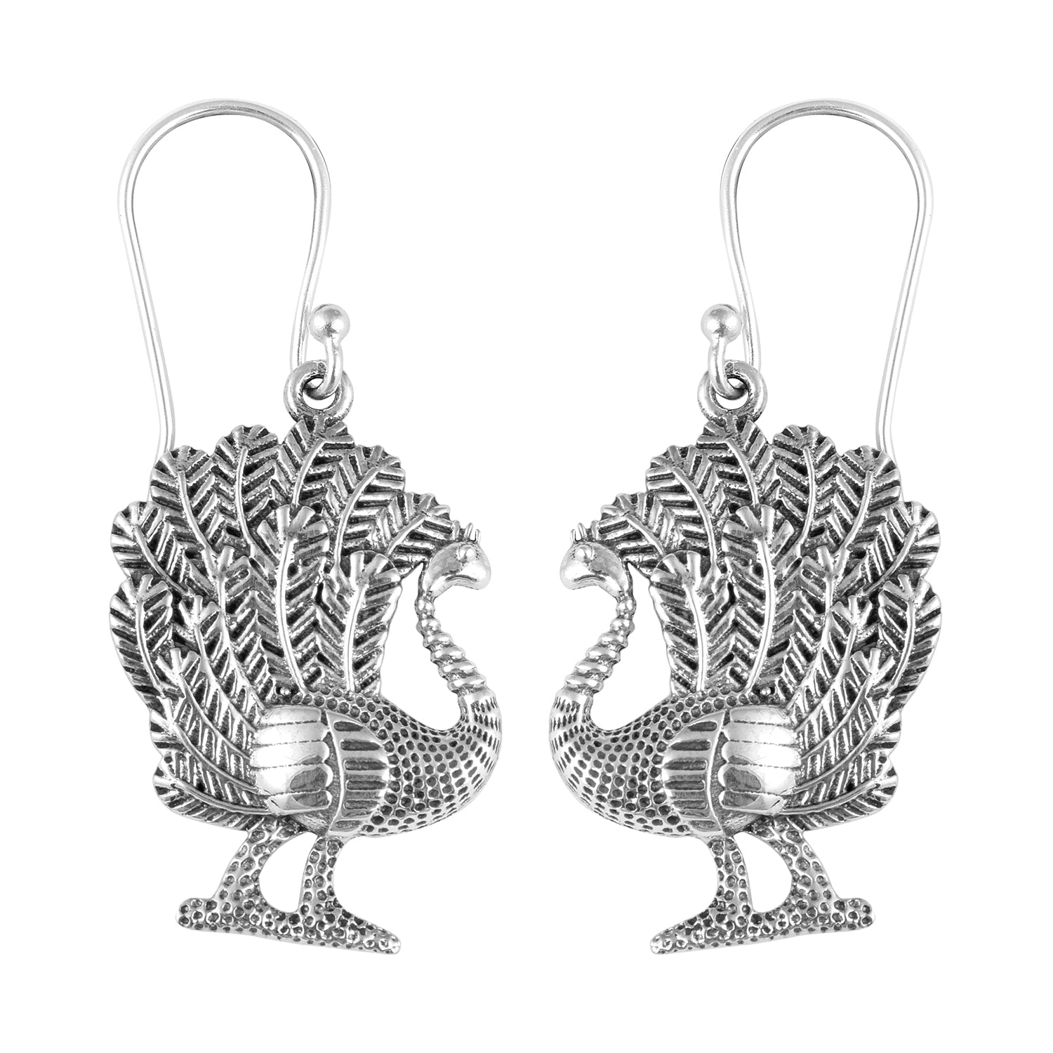 Peacock Drop Earrings - Sterling Silver