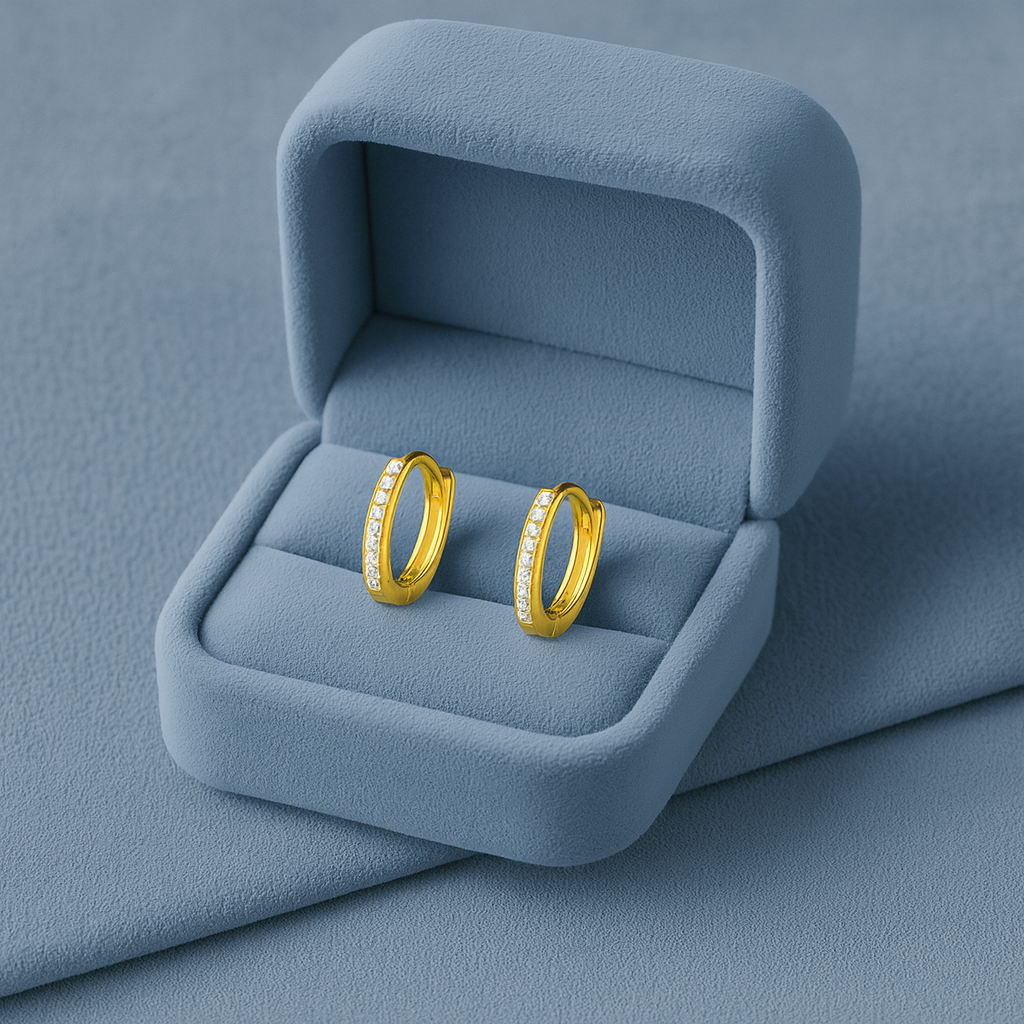 Mini Sleek Pavé Huggie Hoop Earrings - Sterling Silver Yellow Plated