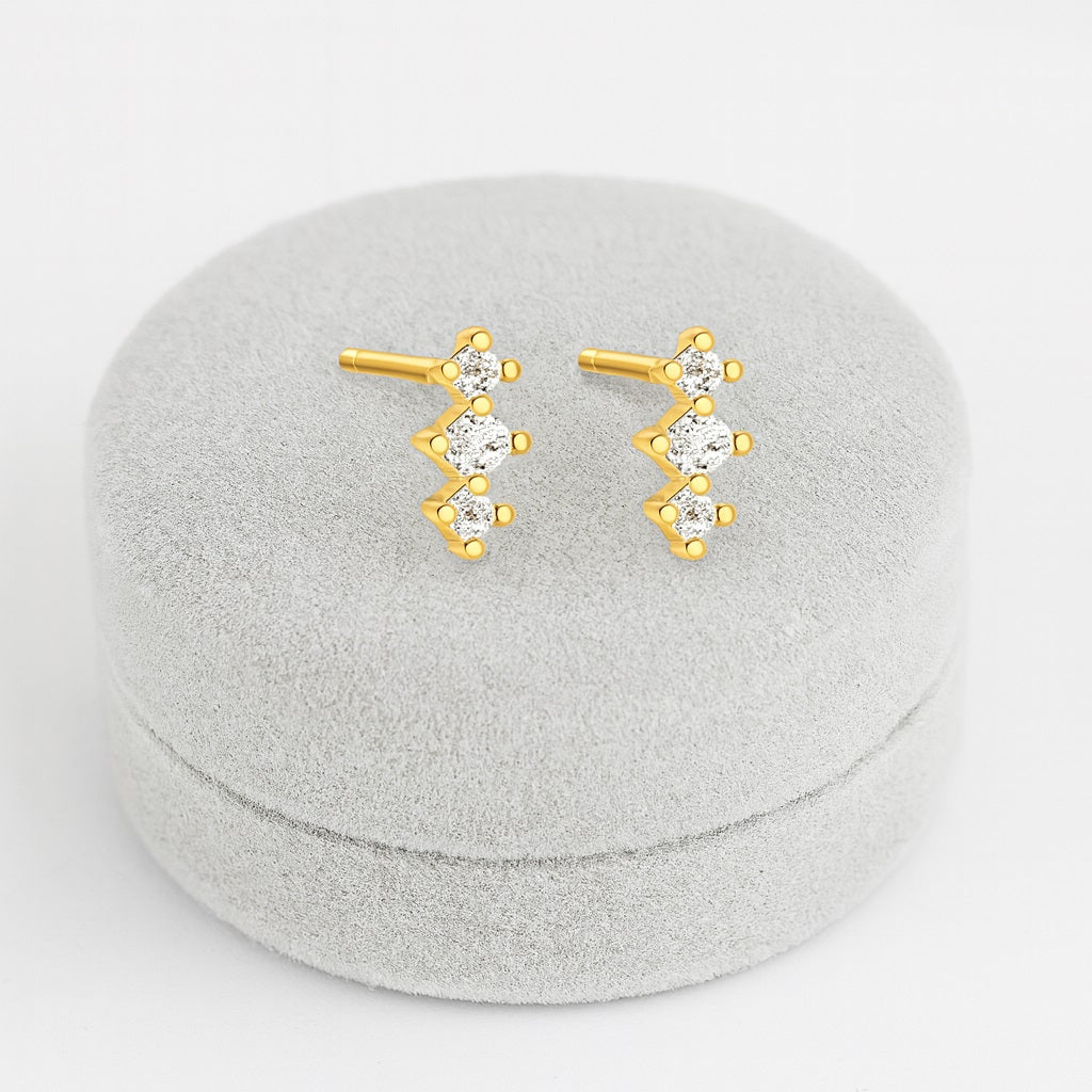 Geometric Chevron Hoop Earrings – Sterling Silver Gold Plated