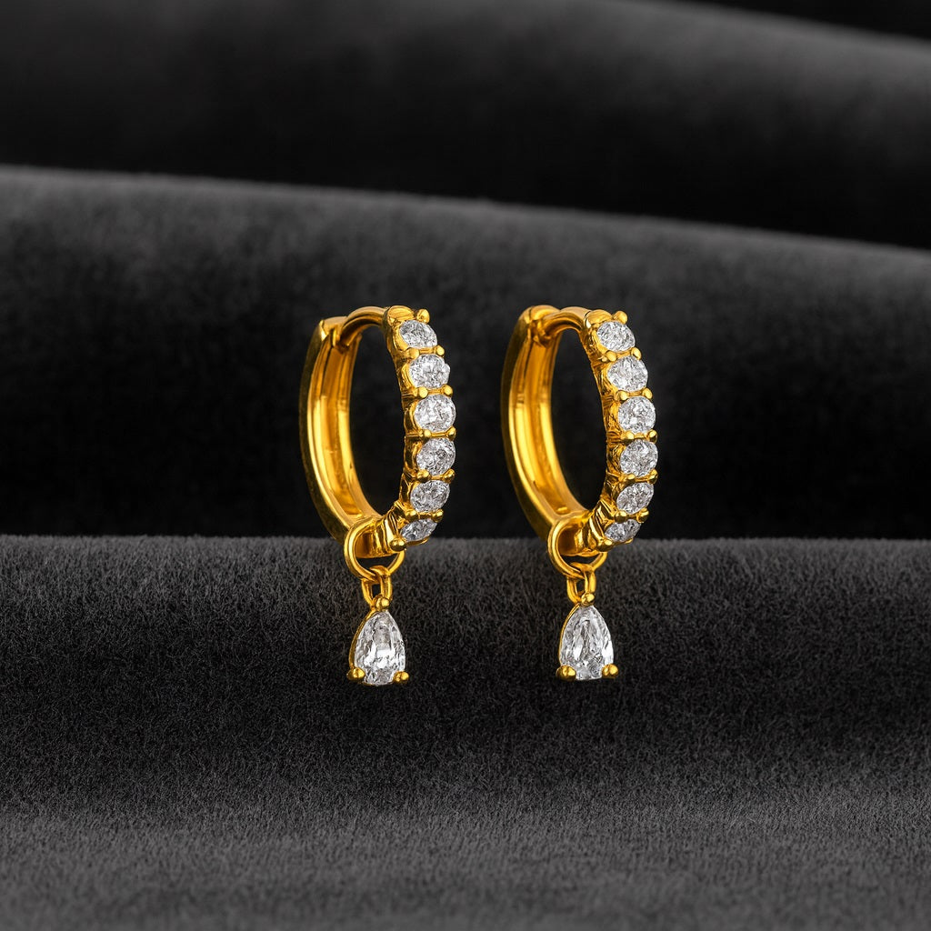 Pear Drop Dangle Earrings - Sterling Silver Yellow Plated