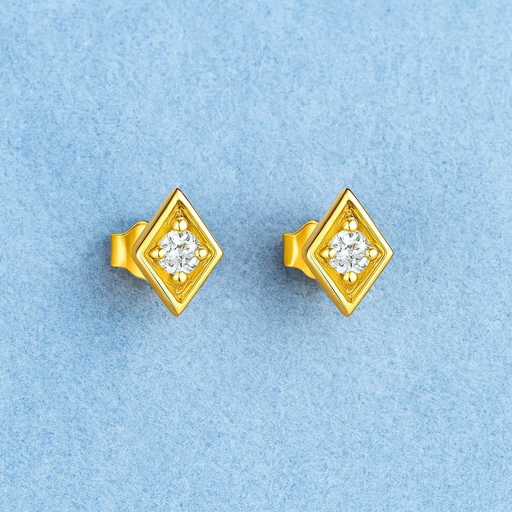 geometric Stud Earrings – Sterling Silver Gold Plated