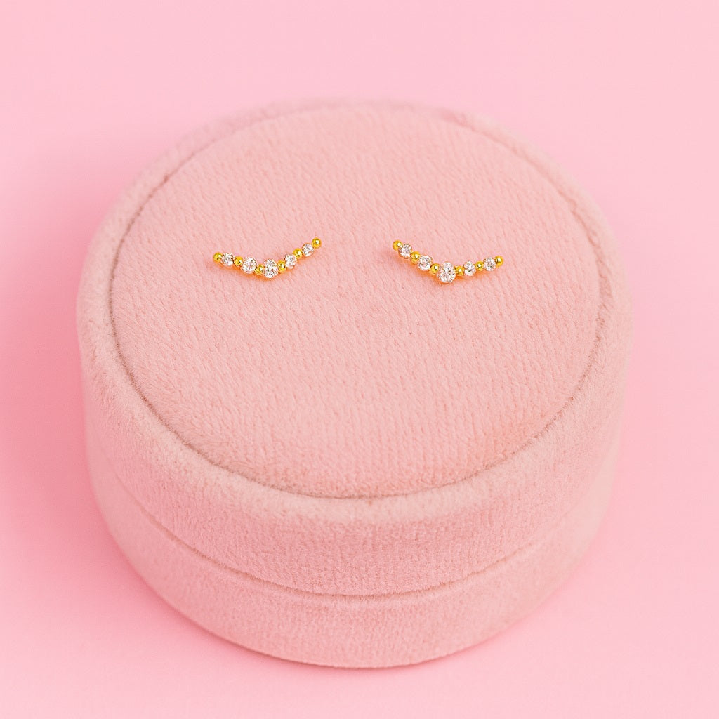 V-Shape Cluster Stud Earrings – Sterling Silver Gold Plated