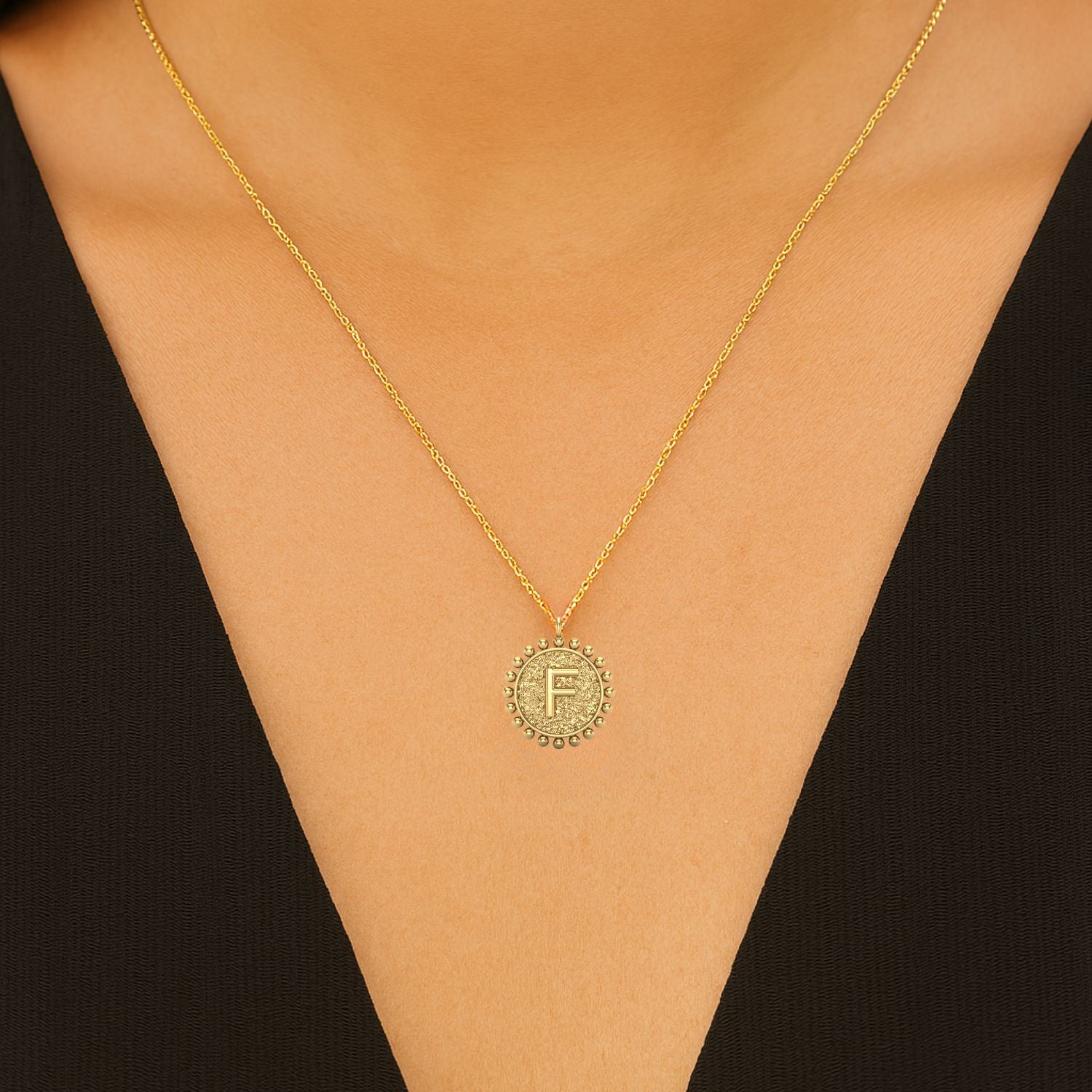 925 Sterling Silver Initial Necklace - F