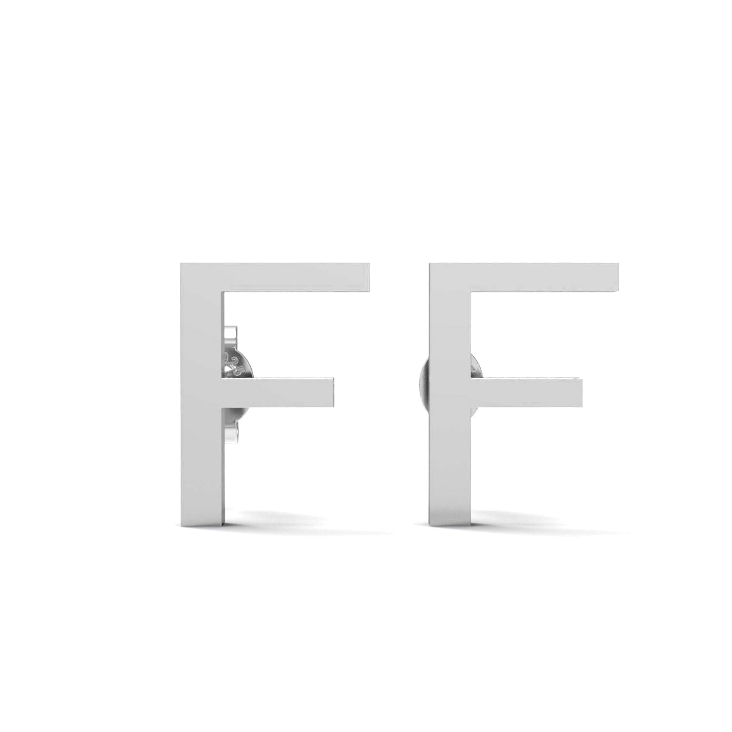 Initial "F" Monogram Stud Earring – Sterling Silver
