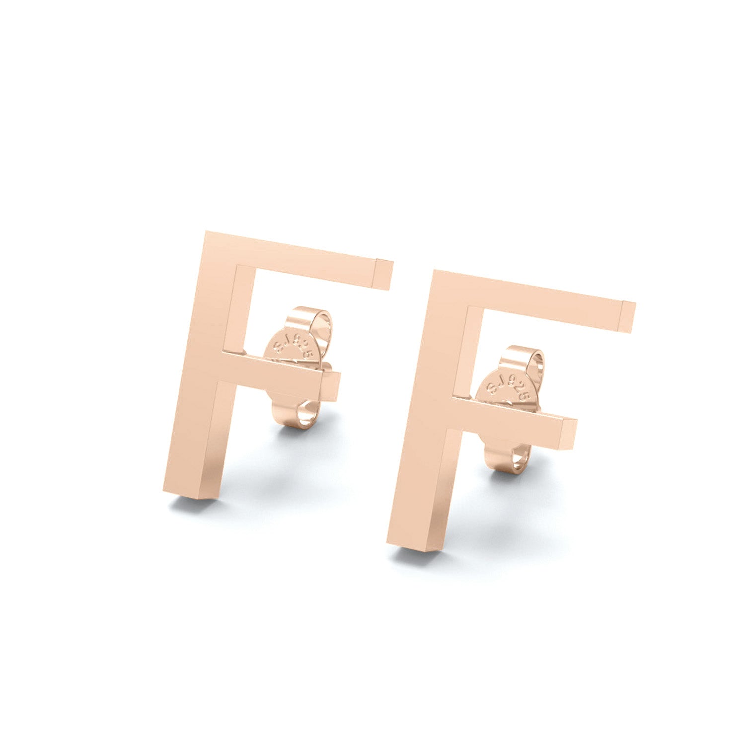 Initial "F" Monogram Stud Earring – Sterling Silver