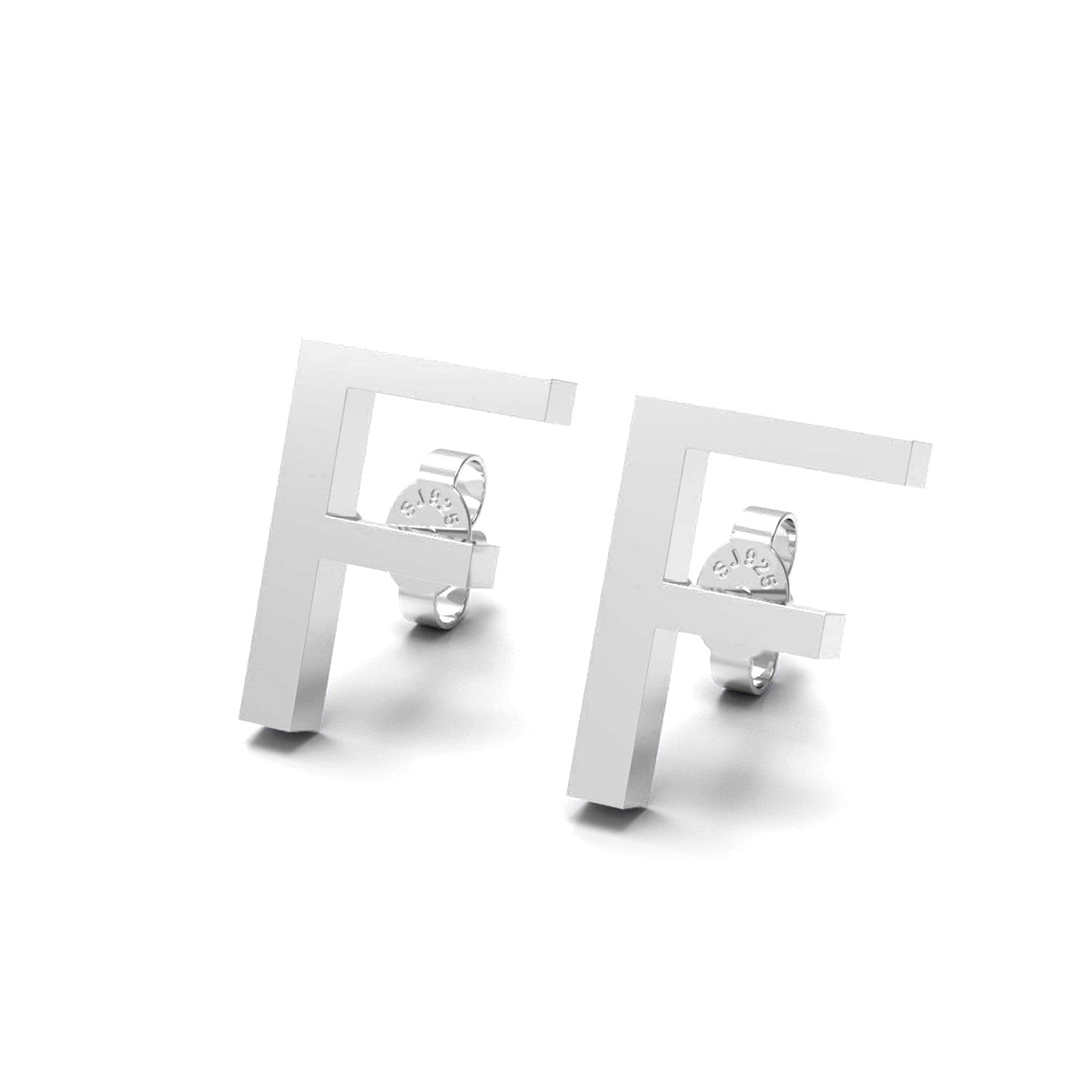 Initial "F" Monogram Stud Earring – Sterling Silver