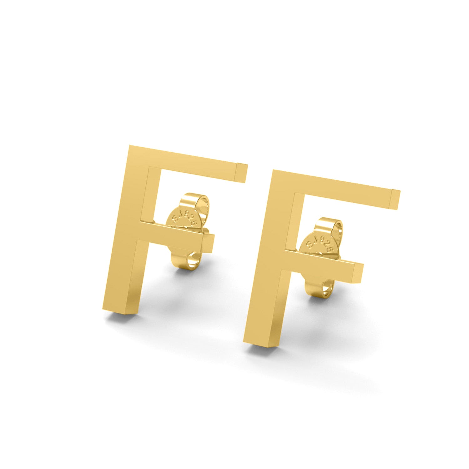 Initial "F" Monogram Stud Earring – Sterling Silver