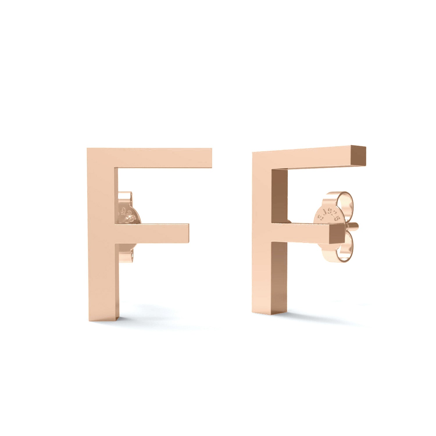 Initial "F" Monogram Stud Earring – Sterling Silver
