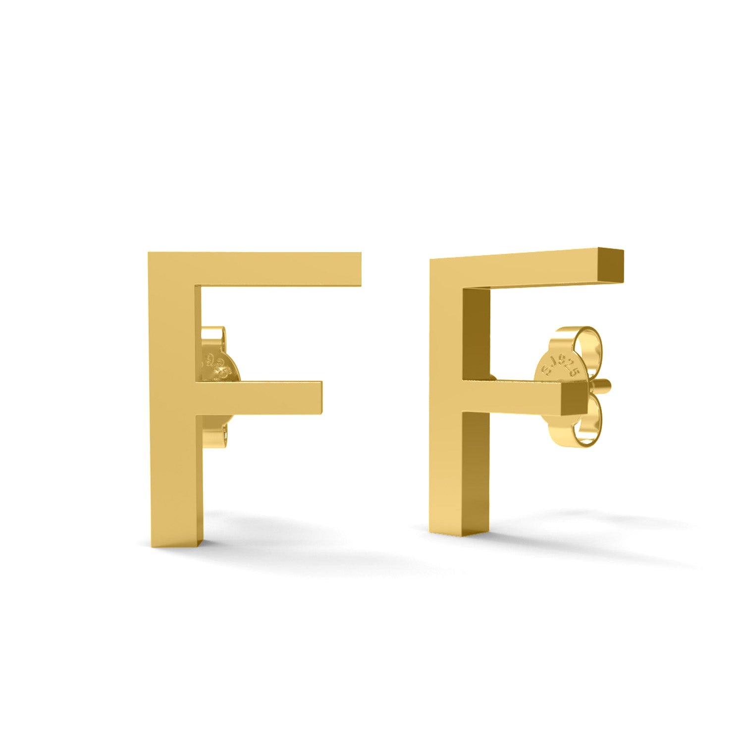 Initial "F" Monogram Stud Earring – Sterling Silver