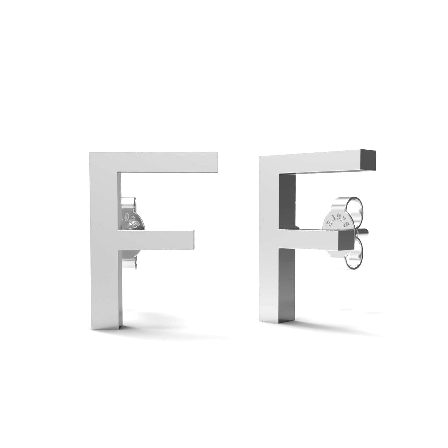 Initial "F" Monogram Stud Earring – Sterling Silver