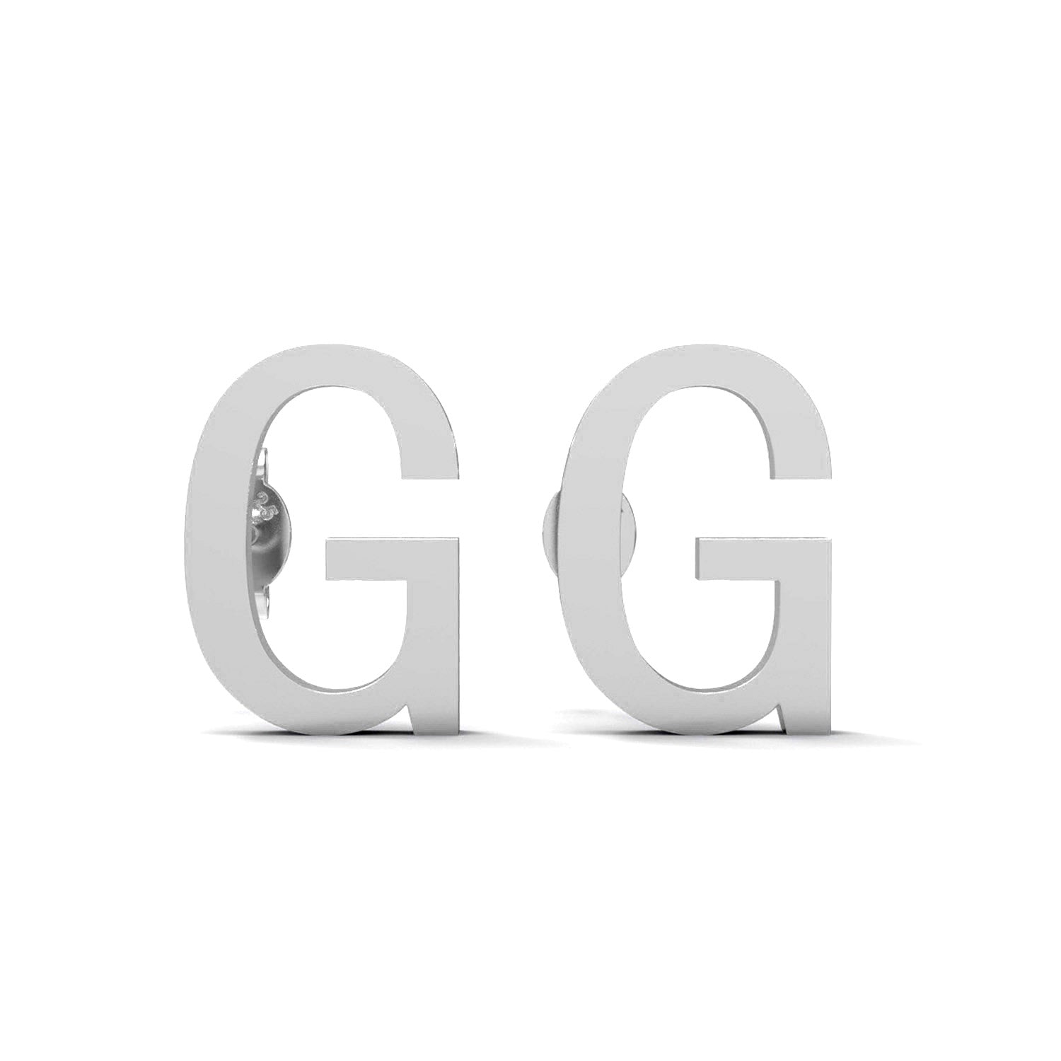 Orecchini a bottone con monogramma iniziale "G" – Argento Sterling