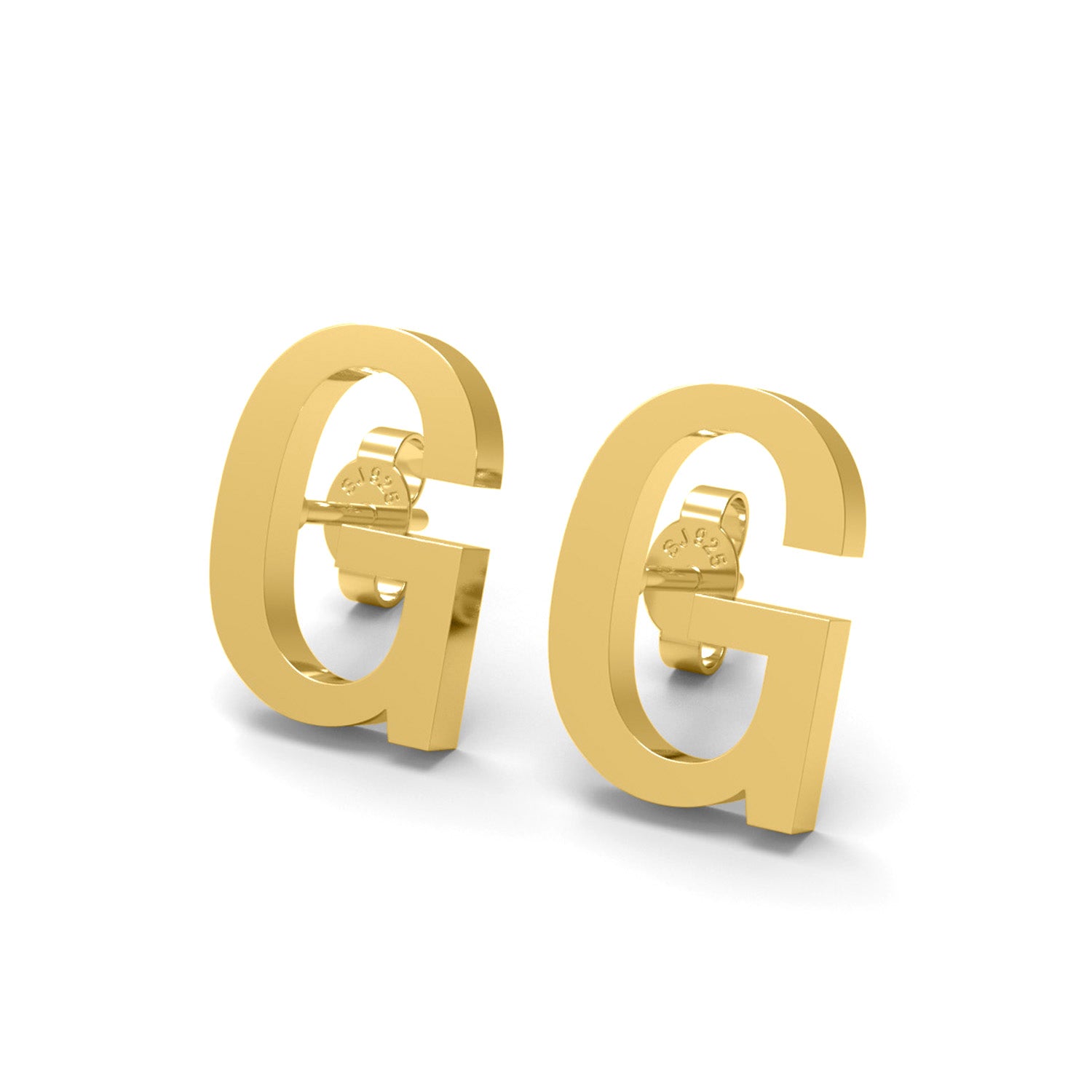Orecchini a bottone con monogramma iniziale "G" – Argento Sterling