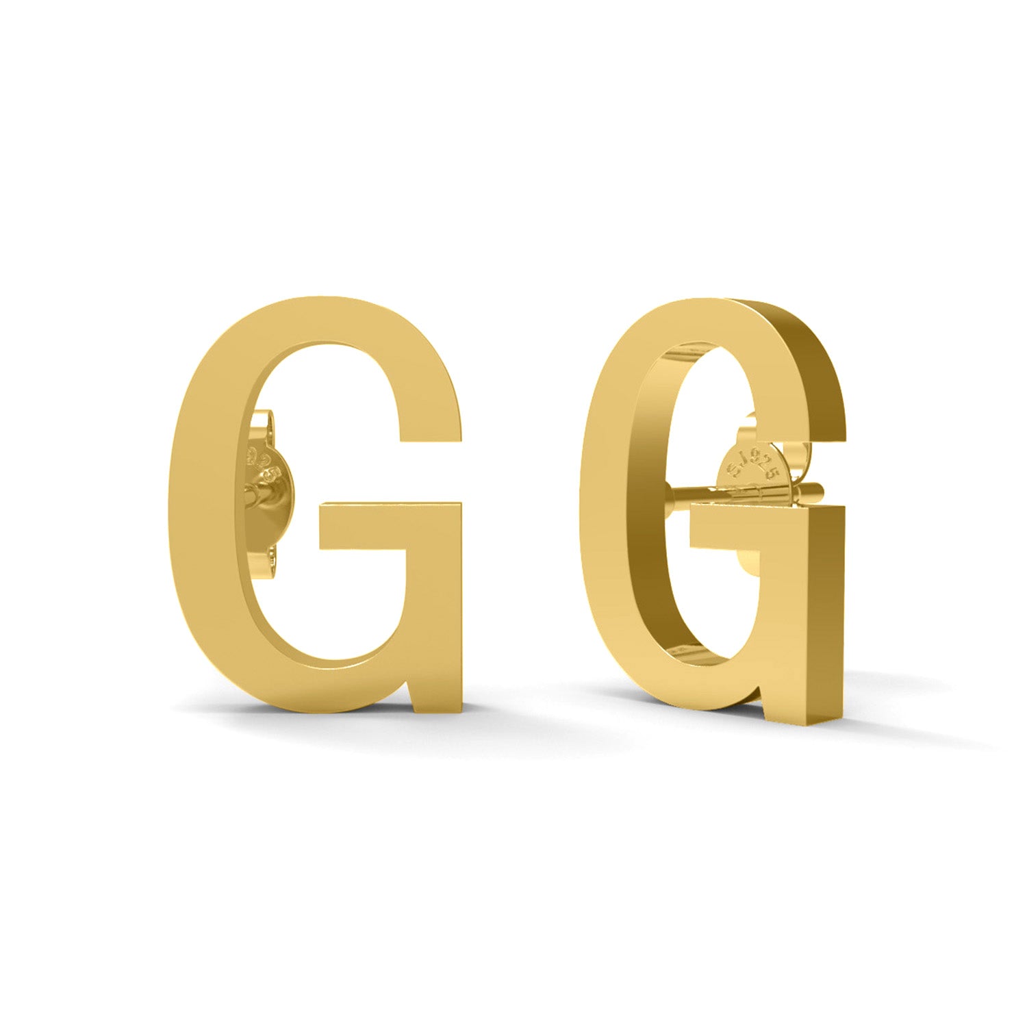Orecchini a bottone con monogramma iniziale "G" – Argento Sterling