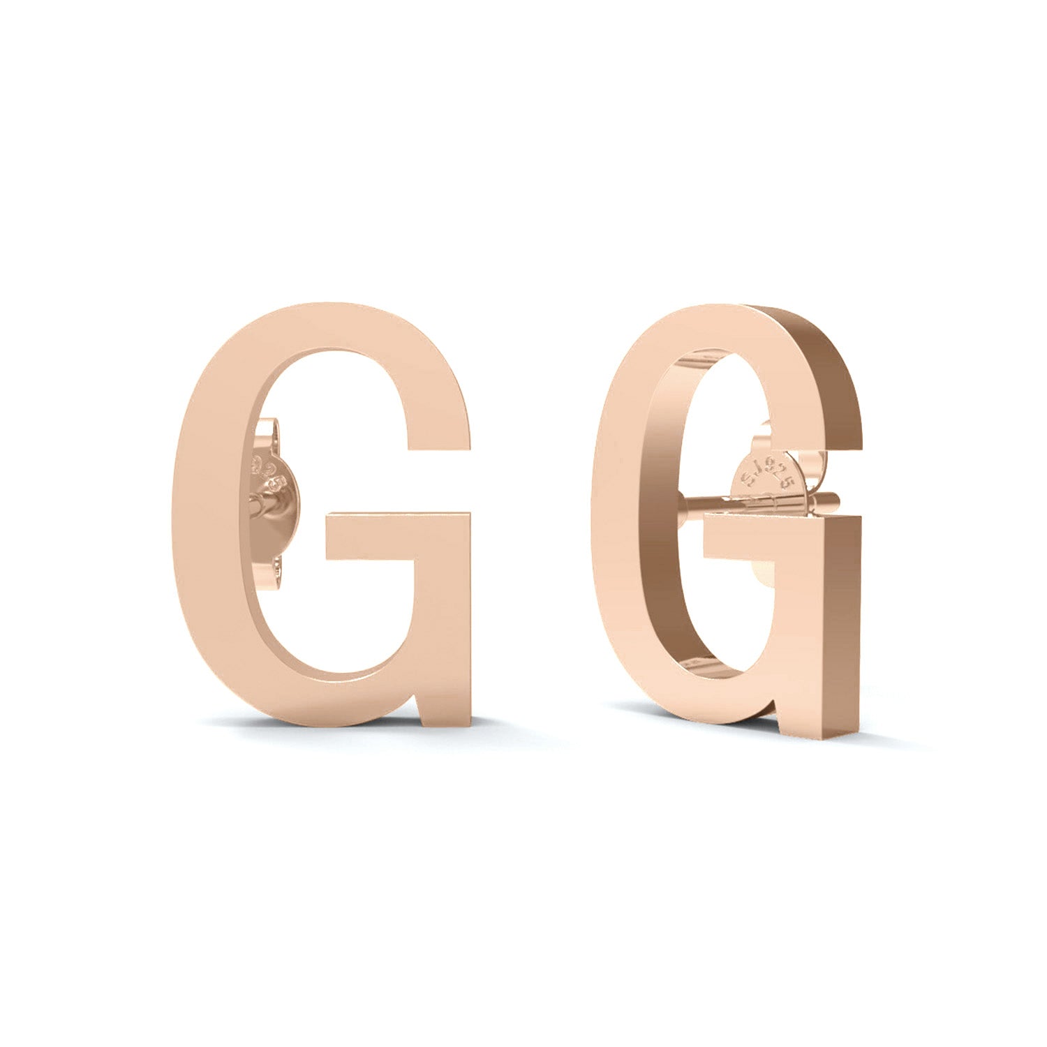 Orecchini a bottone con monogramma iniziale "G" – Argento Sterling