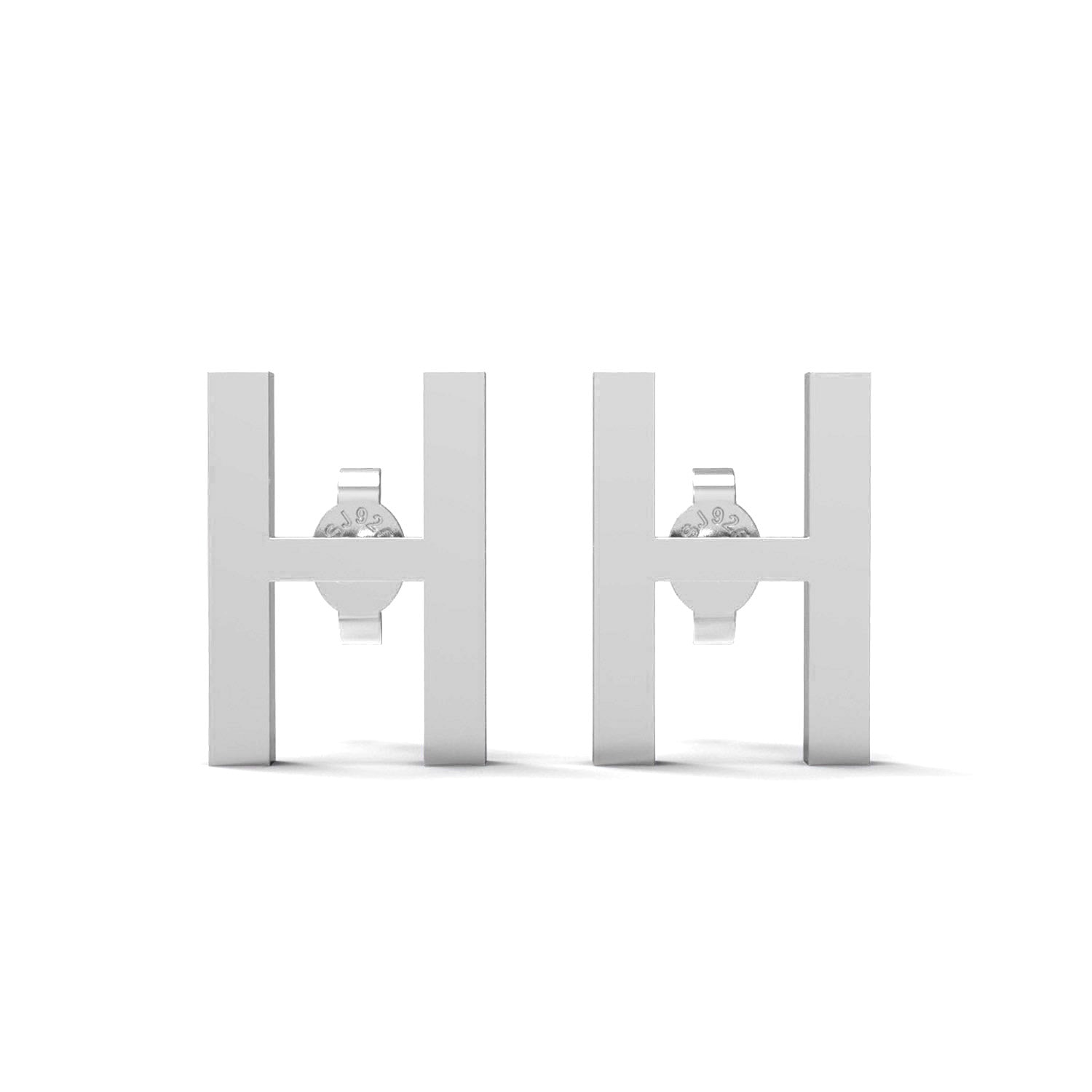 Orecchino a bottone con monogramma iniziale "H" – Argento Sterling