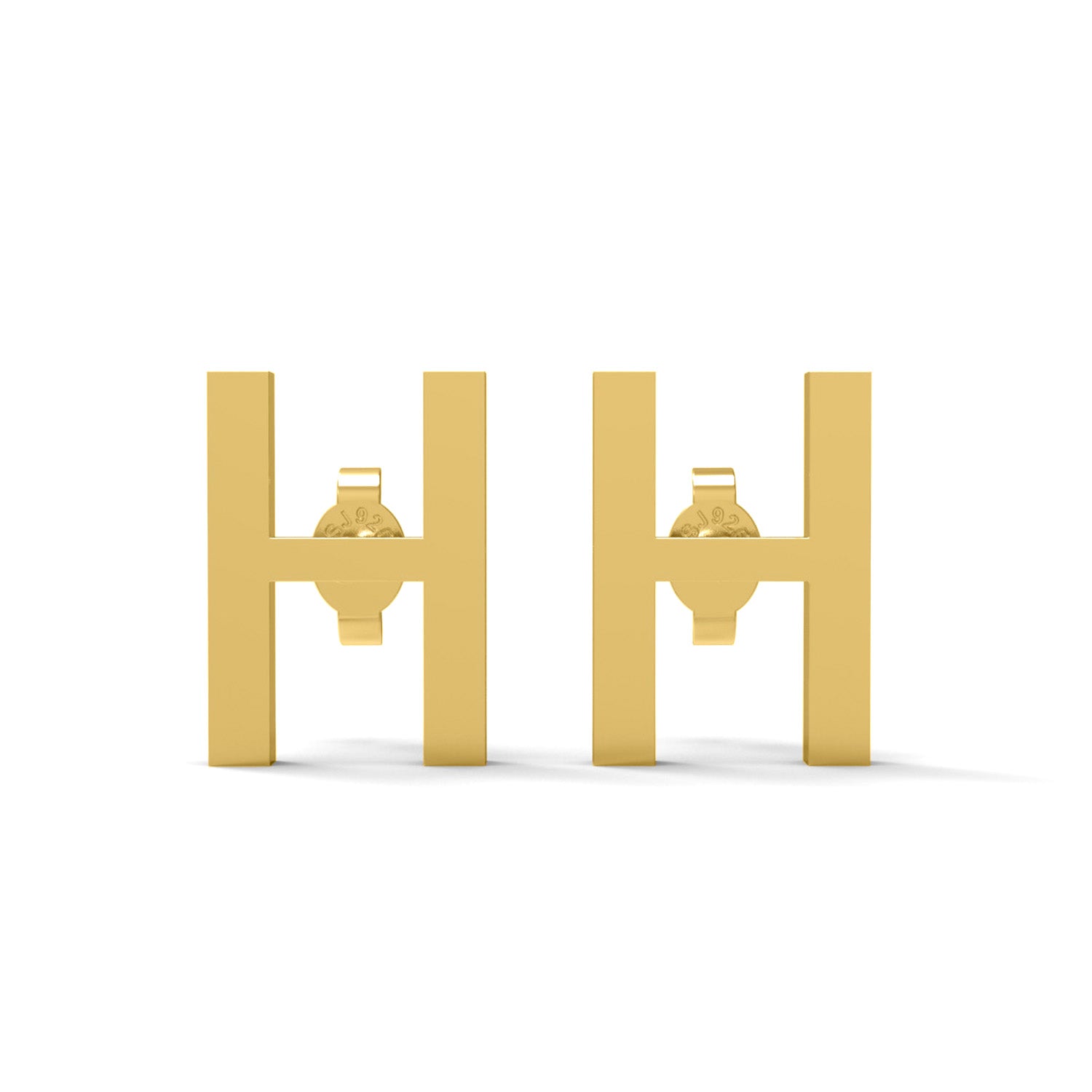 Orecchino a bottone con monogramma iniziale "H" – Argento Sterling
