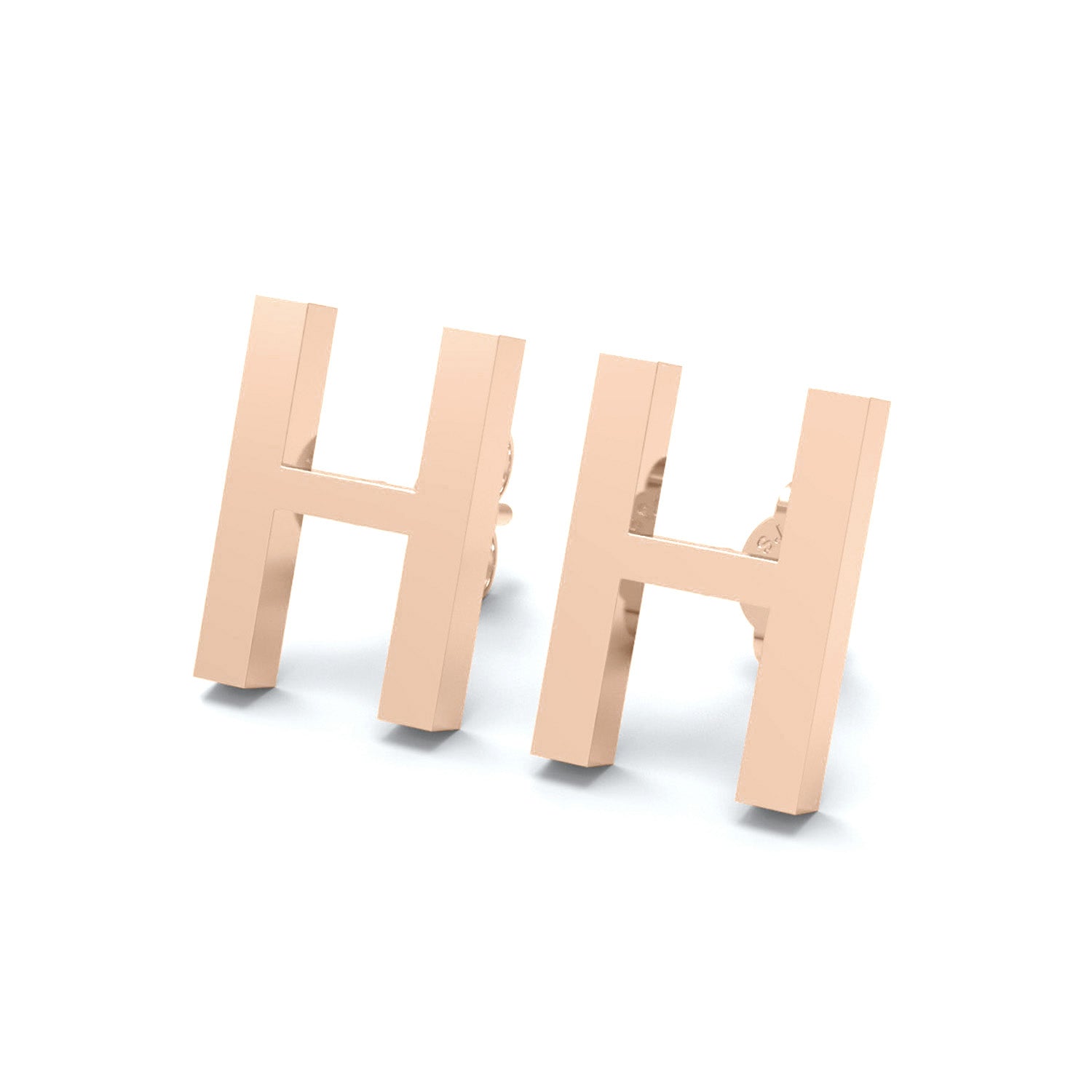 Orecchino a bottone con monogramma iniziale "H" – Argento Sterling