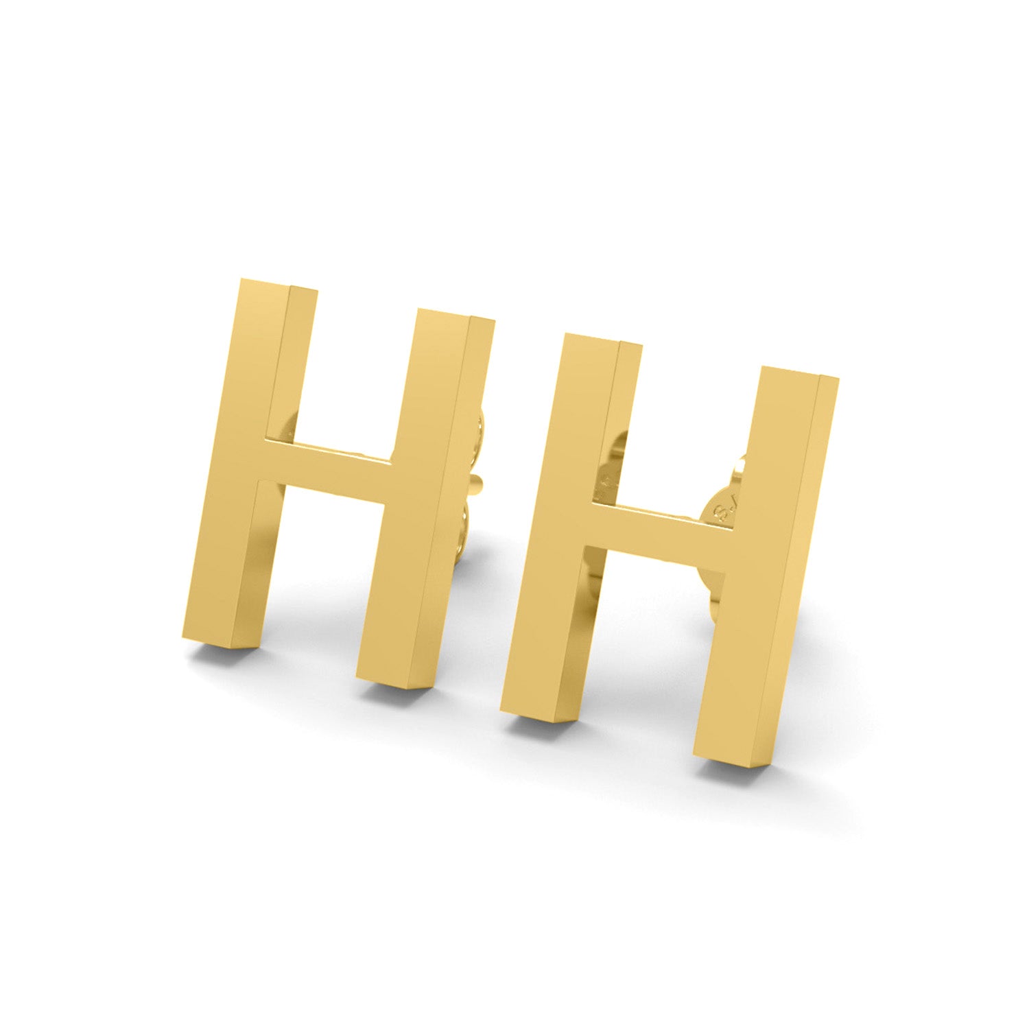 Orecchino a bottone con monogramma iniziale "H" – Argento Sterling