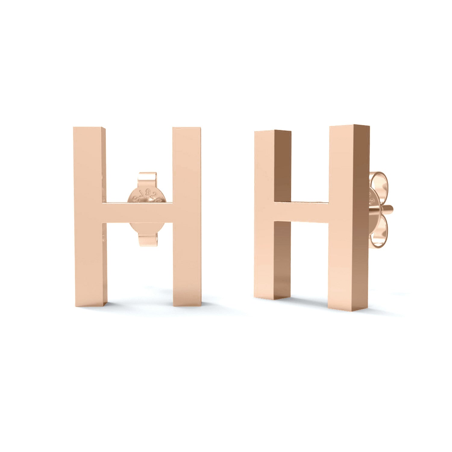 Orecchino a bottone con monogramma iniziale "H" – Argento Sterling