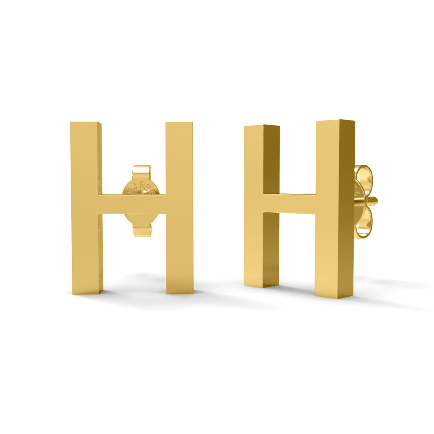Orecchino a bottone con monogramma iniziale "H" – Argento Sterling