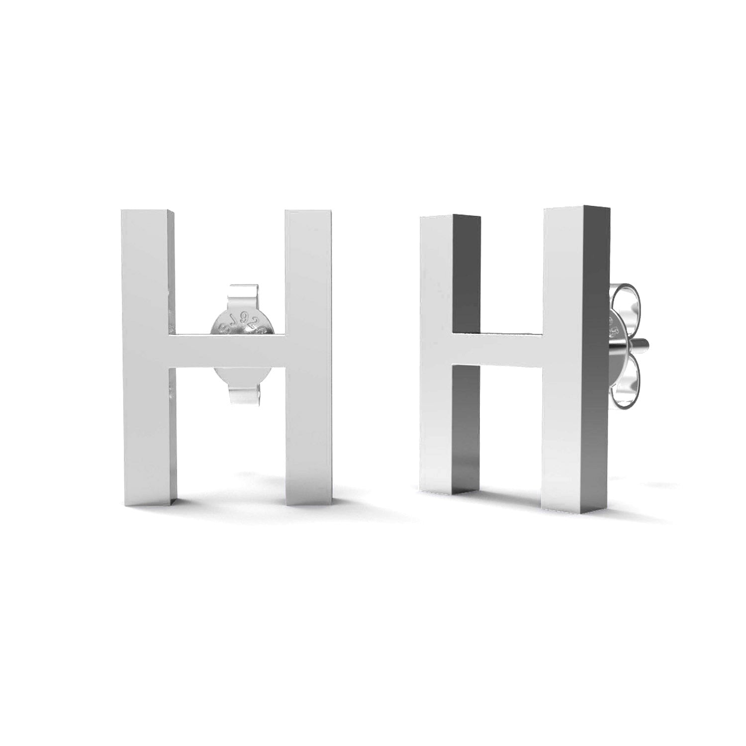 Orecchino a bottone con monogramma iniziale "H" – Argento Sterling