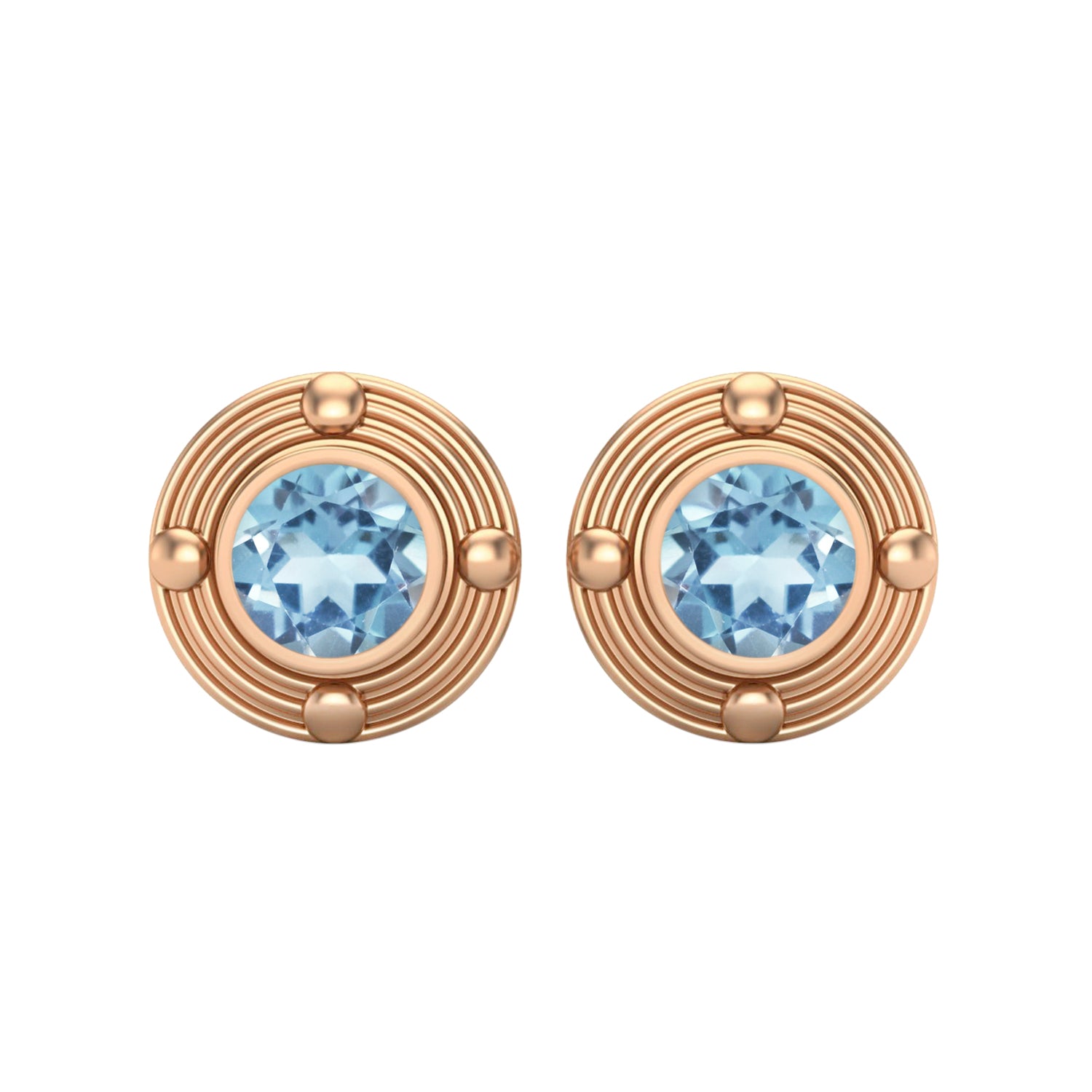 Aquamarine Modern Concentric Stud Earrings – Sterling Silver