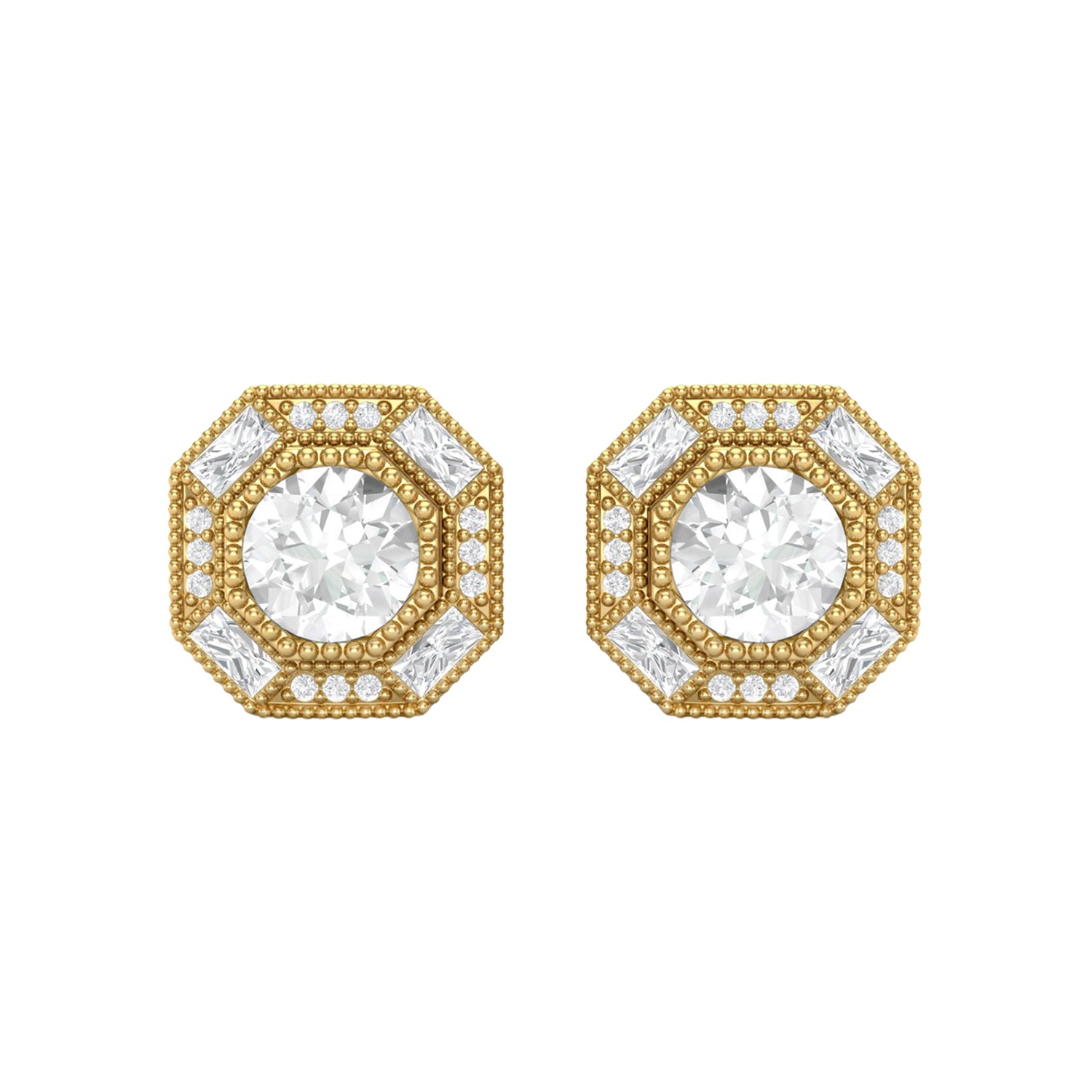Orecchini a lobo con accenti ottagonali in moissanite – Argento Sterling