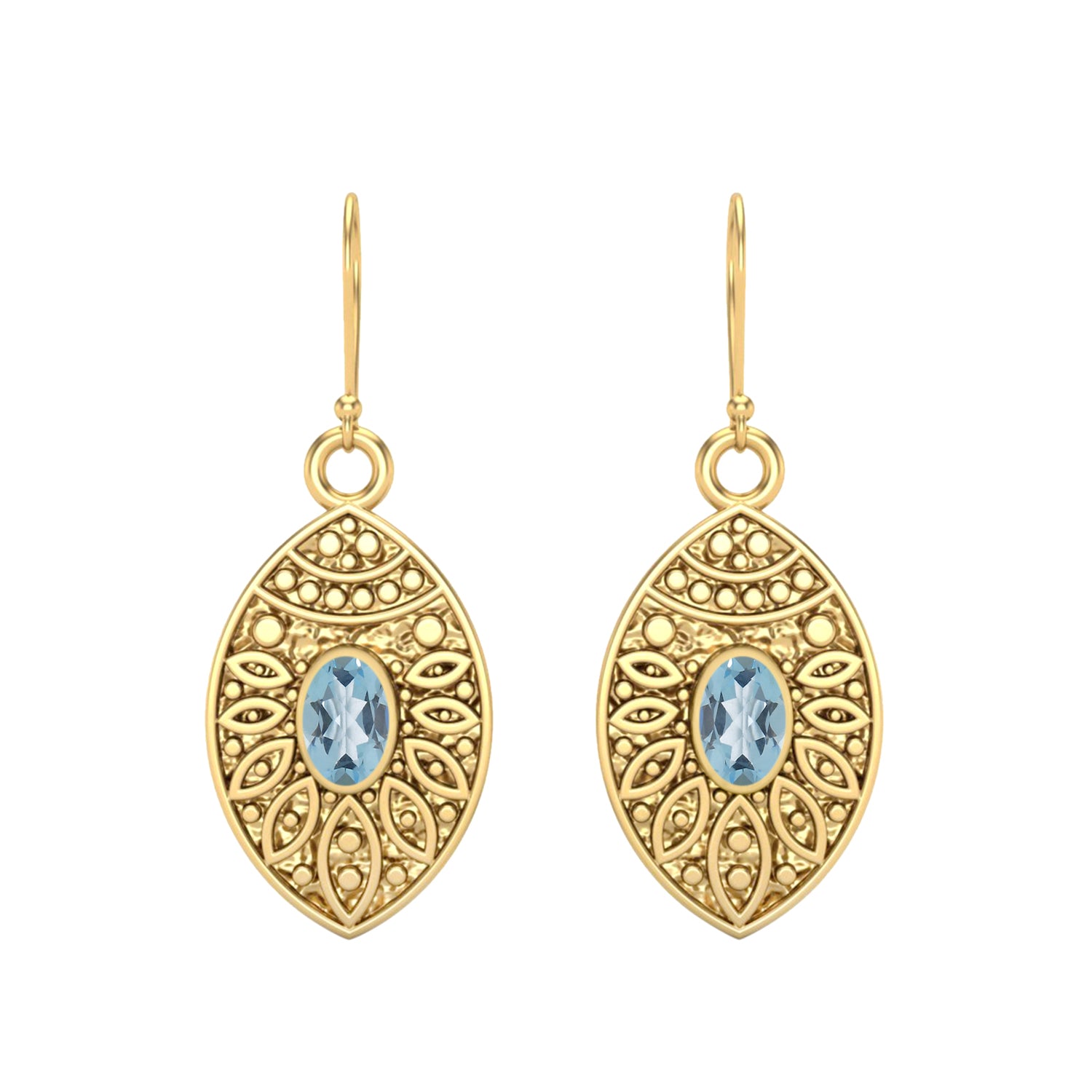 Aquamarine Filigree Dangle Design Earrings – Sterling Silver