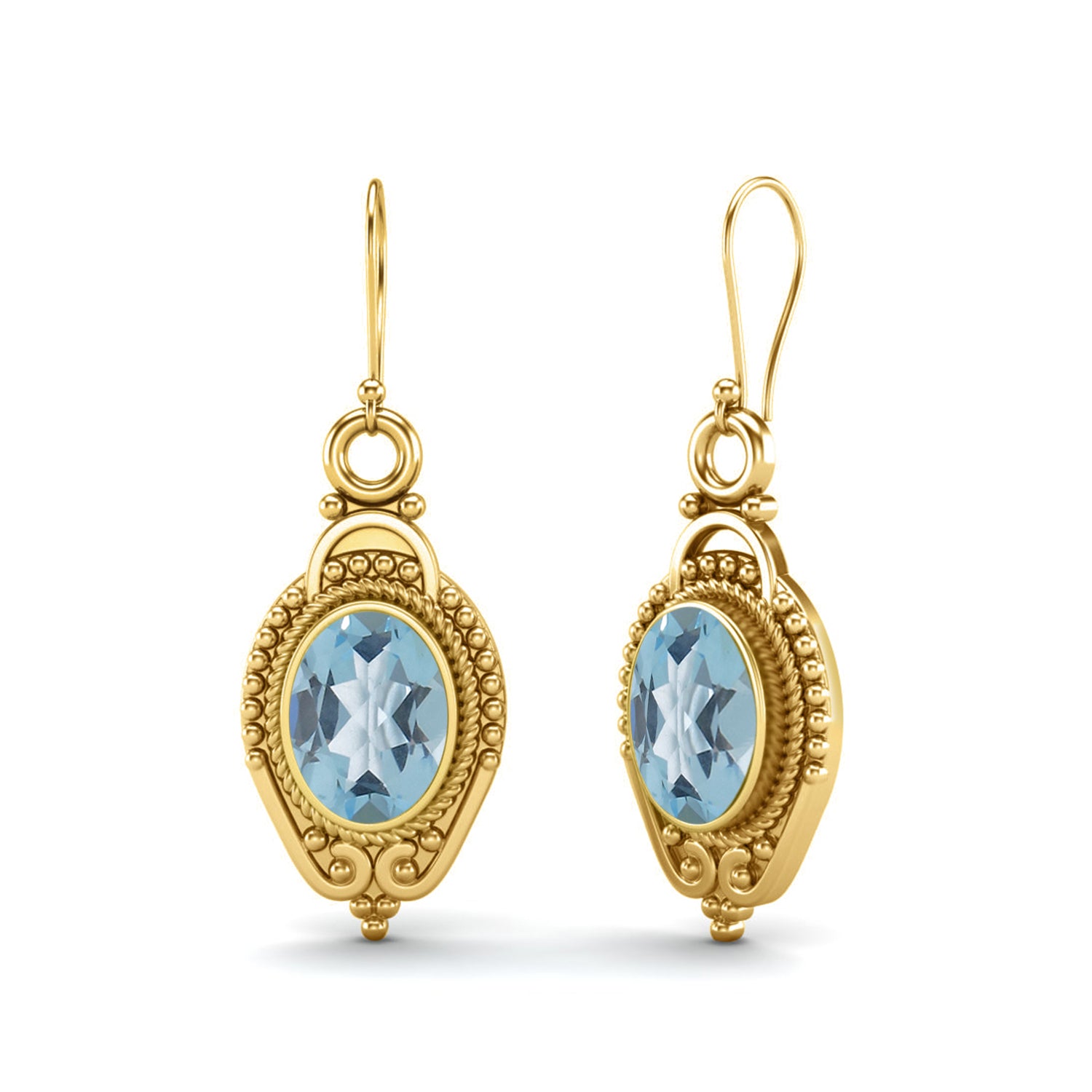 Aquamarine Vintage Milgrain Drop Design Earrings – Sterling Silver