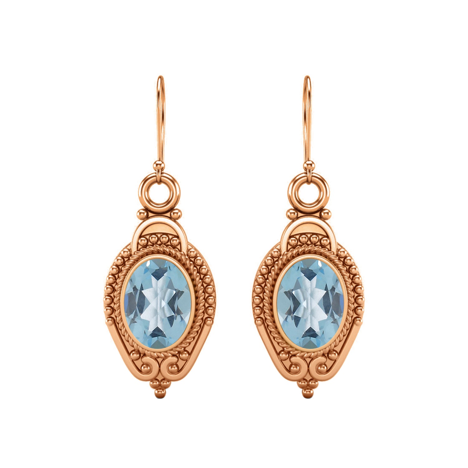Aquamarine Vintage Milgrain Drop Design Earrings – Sterling Silver