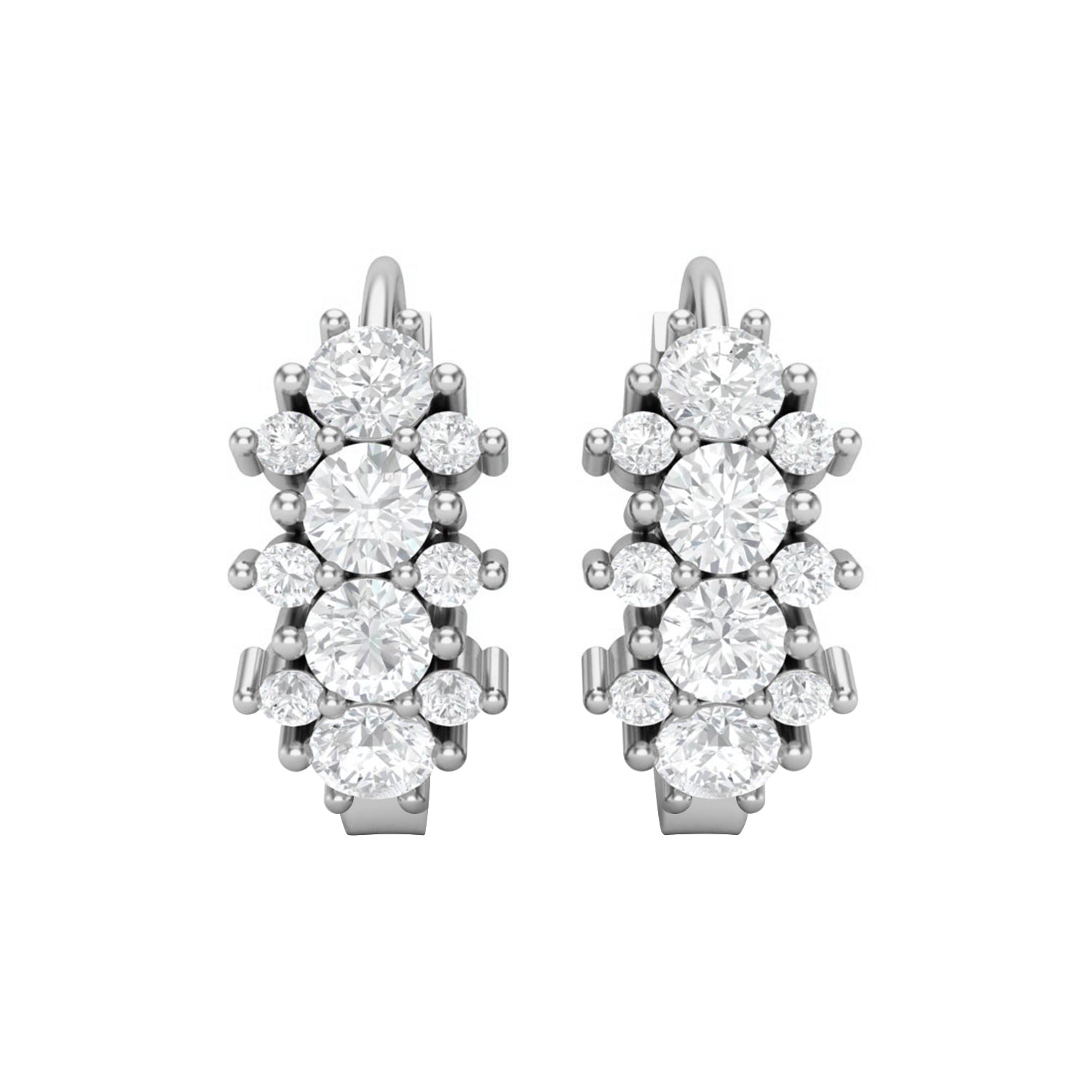 Double Row Moissanite Huggie Hoop Earring – 14k Yellow Gold