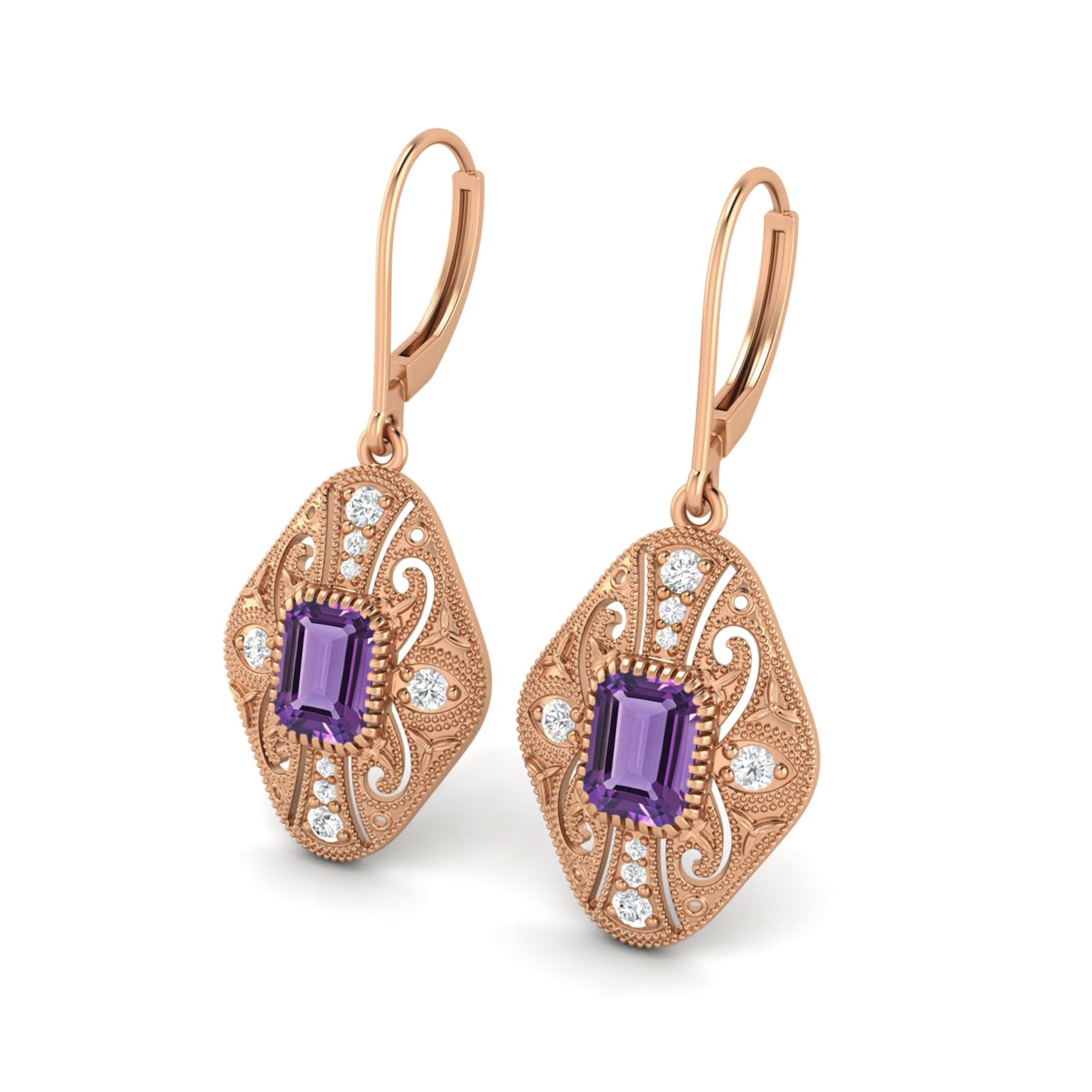 Amethyst Filigree Dangle Earrings