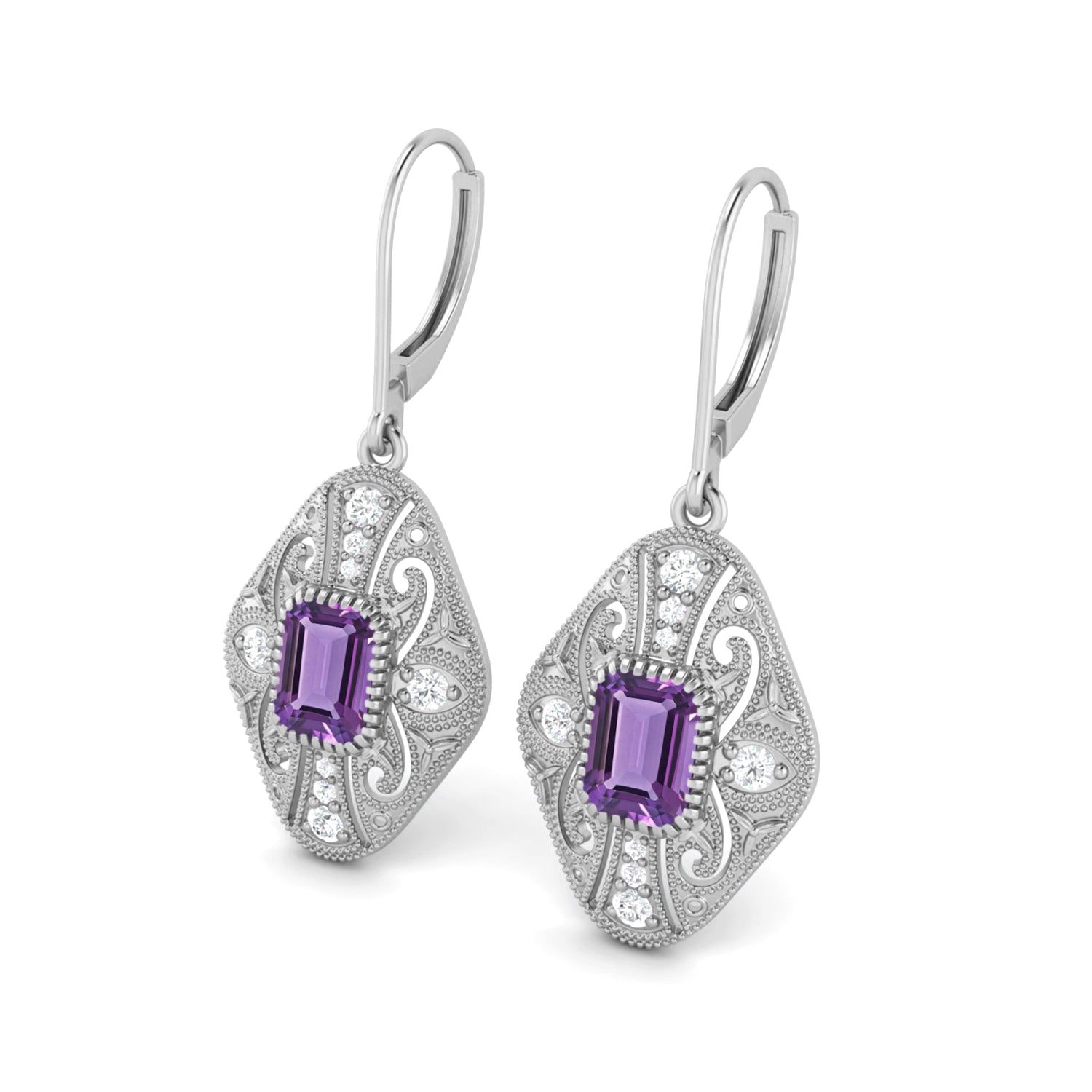 Amethyst Filigree Dangle Earrings
