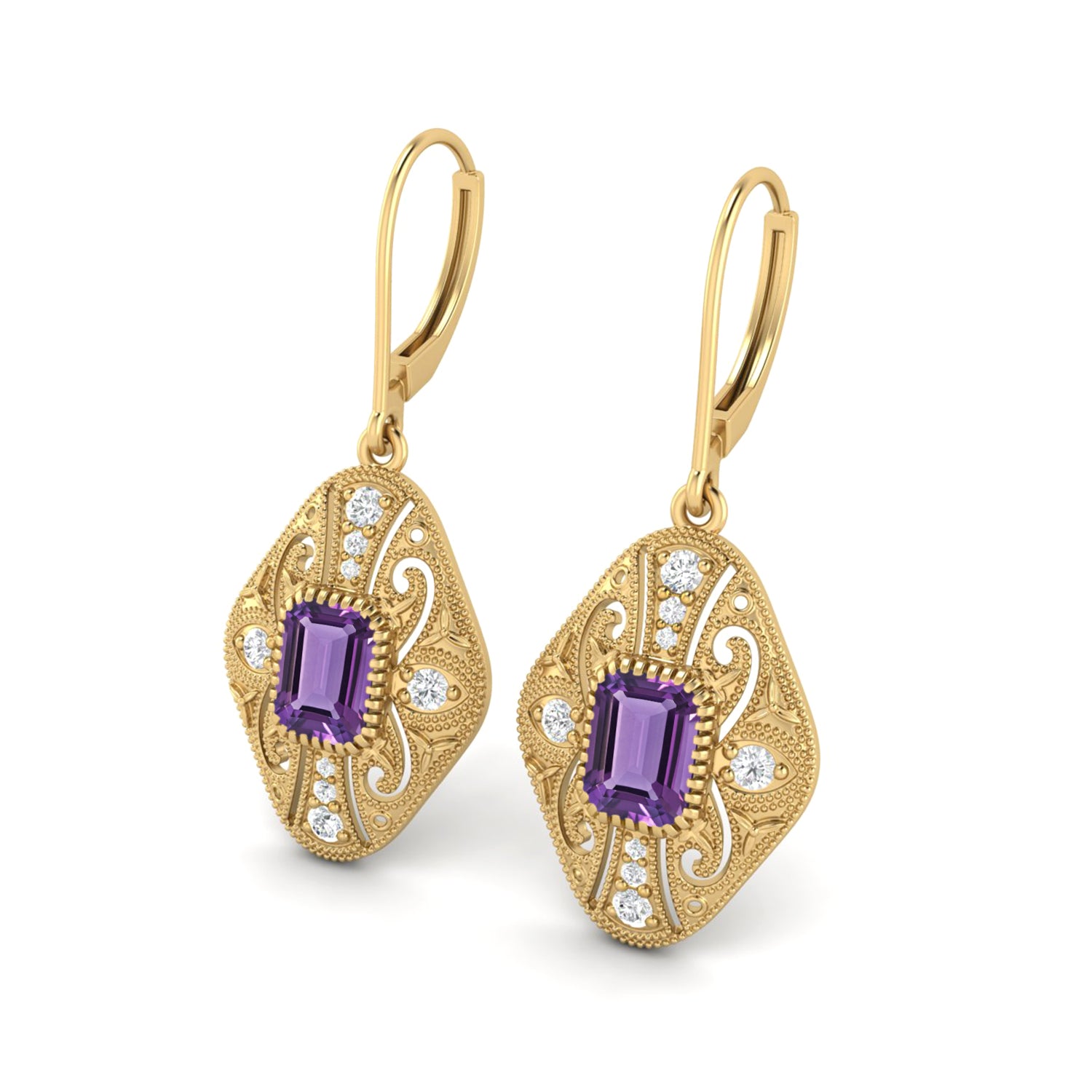 Amethyst Filigree Dangle Earrings