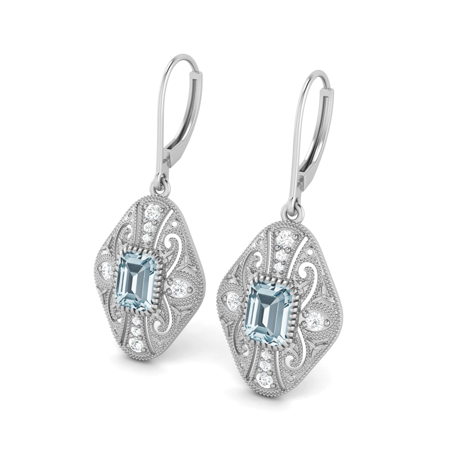 Blue Topaz Filigree Dangle Earrings