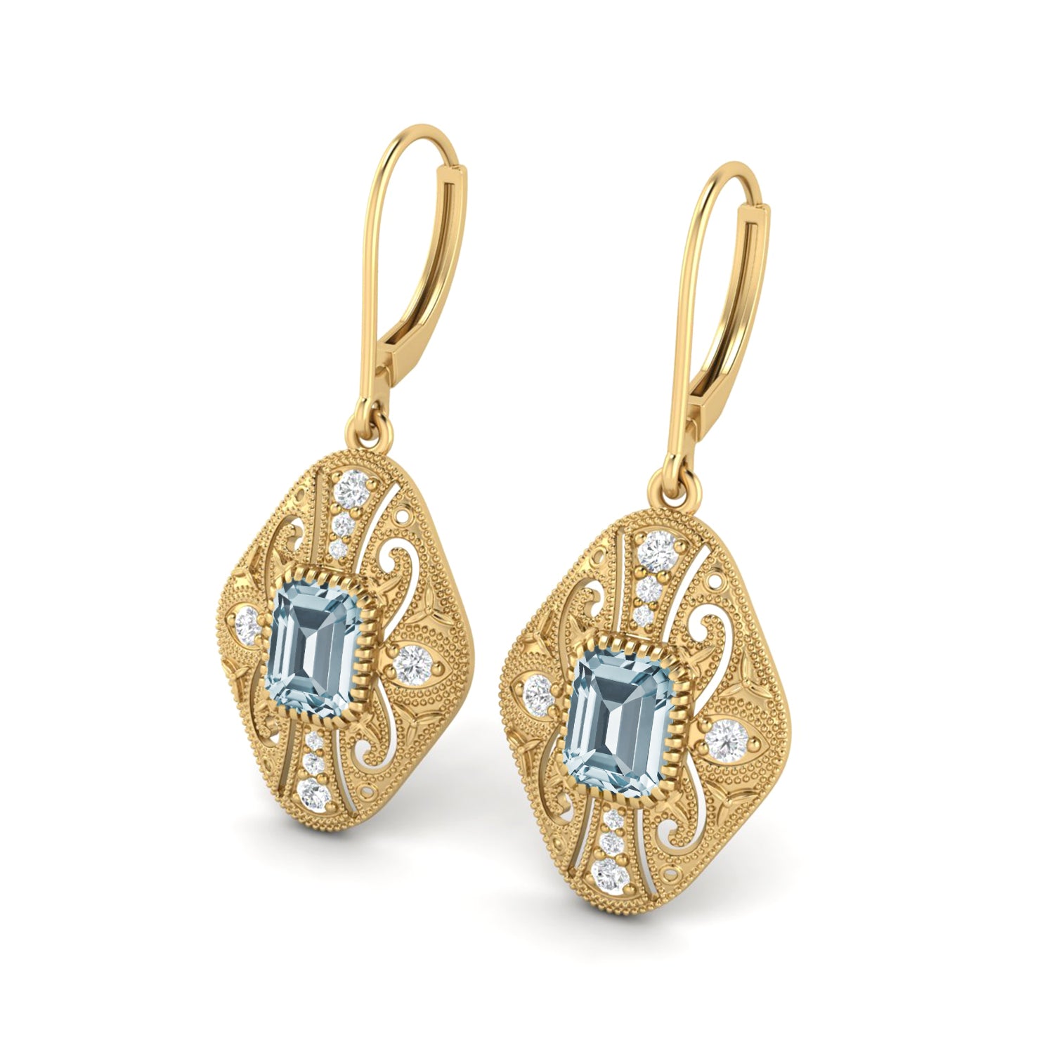 Blue Topaz Filigree Dangle Earrings